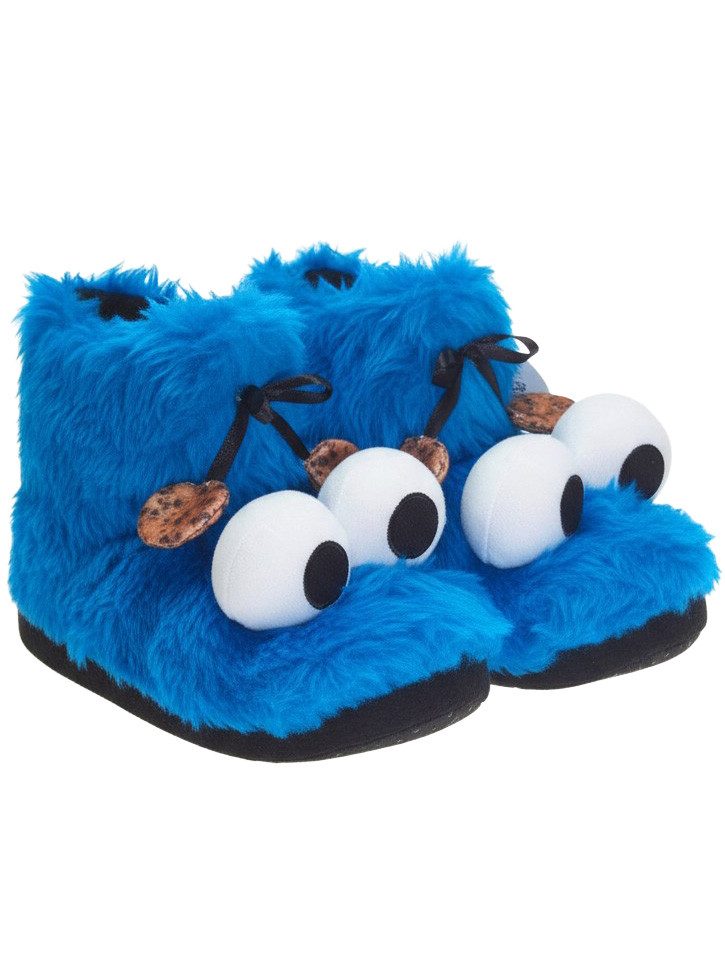 United Labels® Sesamstraße Hausschuhe - Krümelmonster 3D Blau Hausschuh