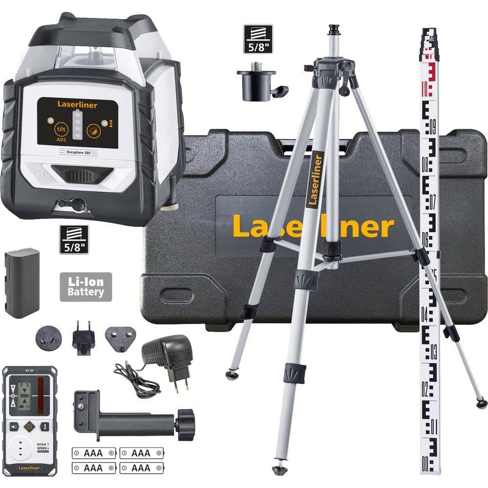 LASERLINER Nivelliergerät Laserliner Duraplane 360 Set 175cm Linienlaser selbstnivellierend, (Duraplane 360 Set 175cm)