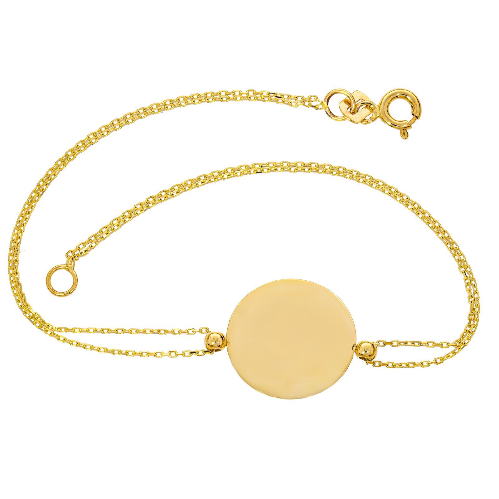 Stella-Jewellery Goldarmband »Armband 585er Gelbgold Plättchen Rund« (inkl.  Etui, 1-tlg., inkl. Etui), Armkette, Goldarmband