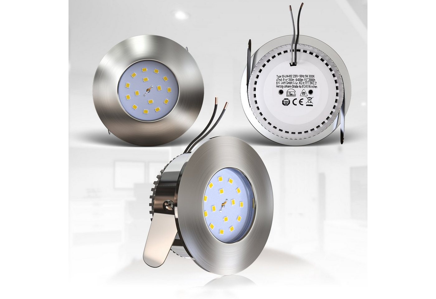 B.K.Licht LED Einbauleuchte »Elias«, LED Einbaustrahler ultra-flach Badezimmer IP44 Decken-Spot GU10 3er SET-kaufen