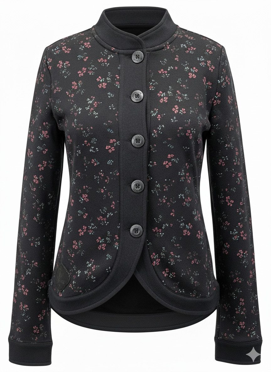 Ragwear Sweatjacke AVALINA FLOWERS O mit Knopfverschluss, aus Baumwolle und Polyester, normale Passform