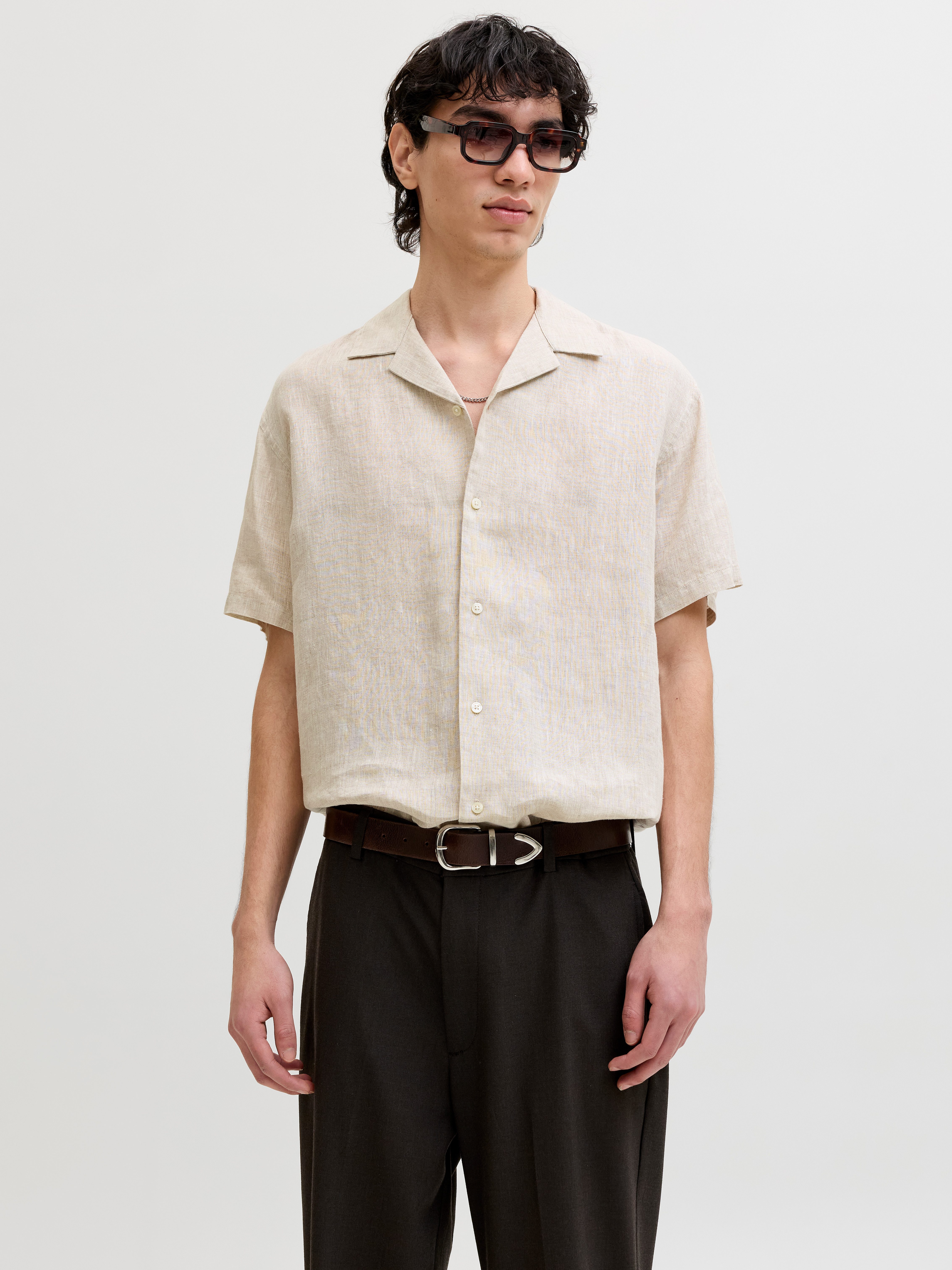 Jack & Jones Leinenhemd JPRBLALAWRENCE LINEN RESORT S/S SHIRT SN Leinen, relaxed fit