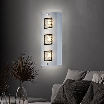 Globo LED Wandleuchte, LED-Leuchtmittel fest verbaut, Warmweiß, Wandlampe Wandleuchte LED Kristall Wohnzimmerlampe Glas chrom H 40 cm