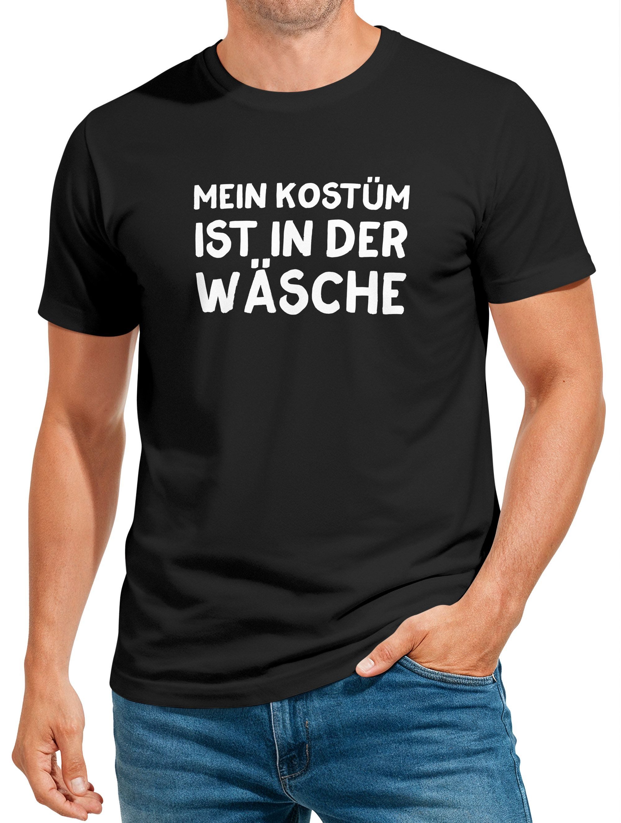 MoonWorks Print-Shirt Herren T-Shirt Mein Kostüm ist in der Wäsche Spruch Fasching Karneval mit Print