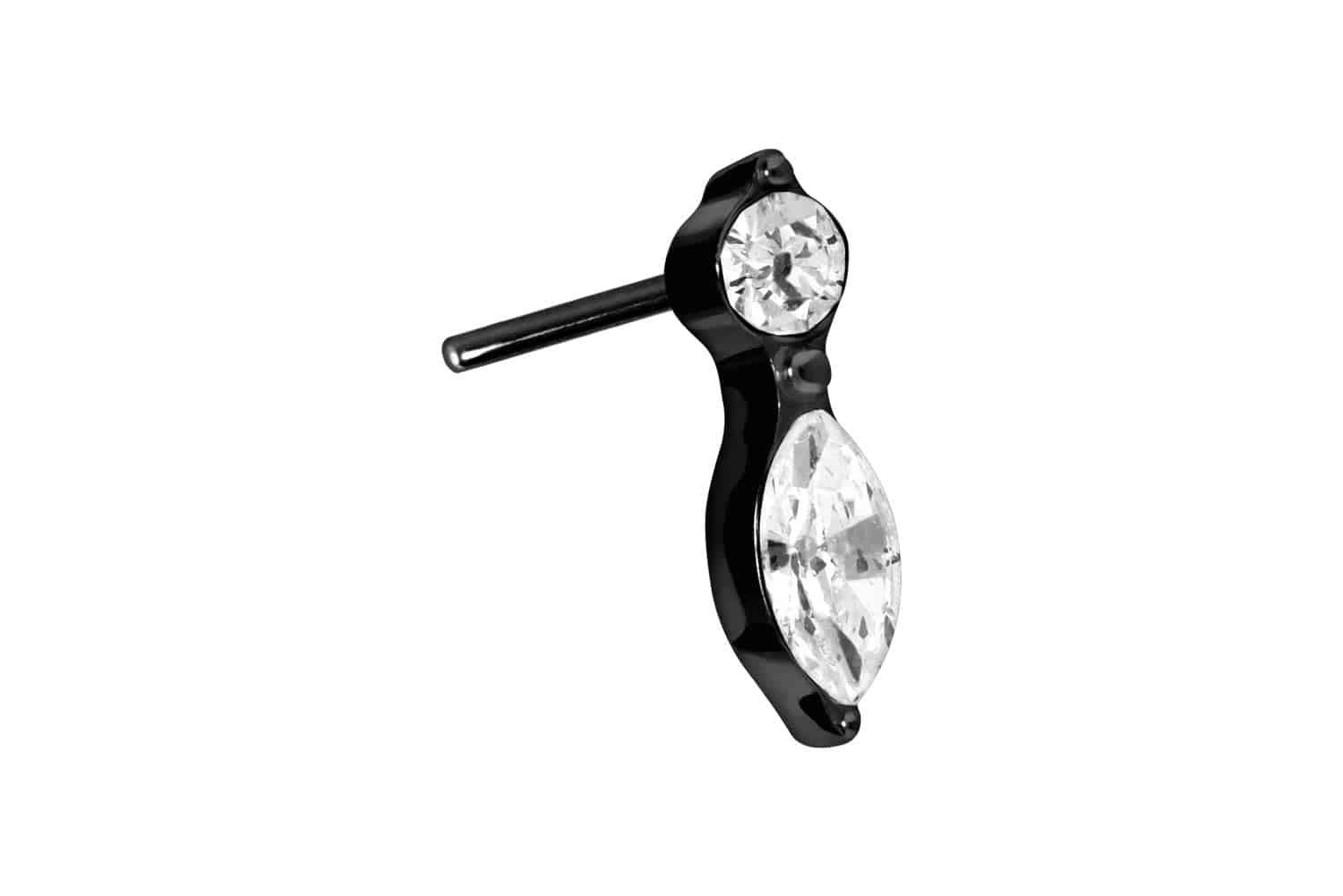 Piercing-Set Titan Aufsatz mit Push Pin KRISTALLBLATT