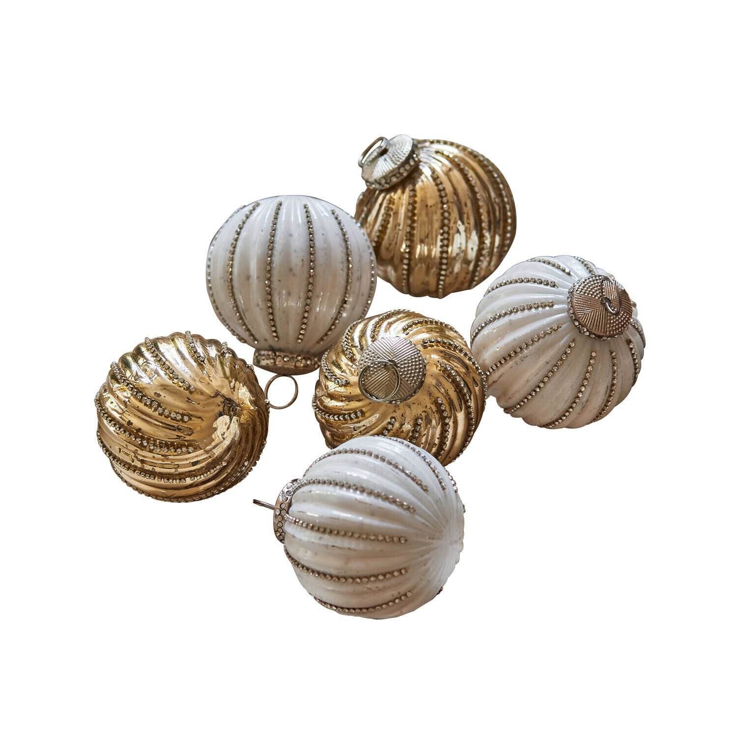 Mirabeau Christbaumschmuck Weihnachtskugel 6er Set Shaela antikgold/creme