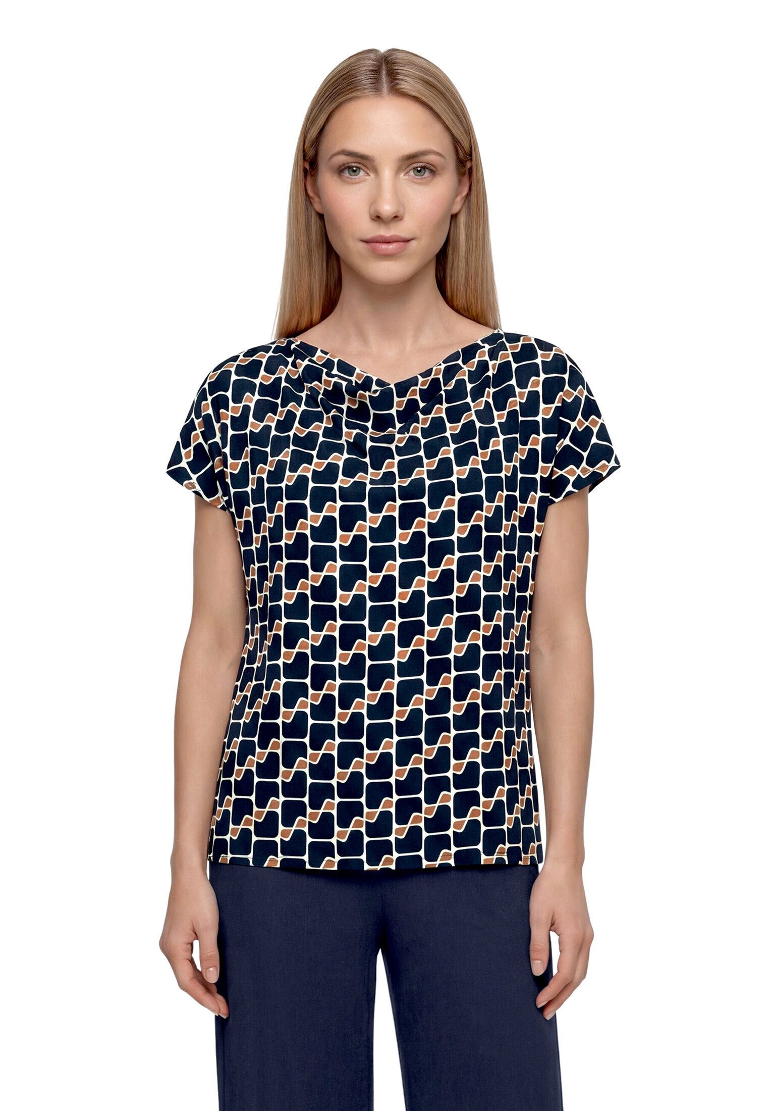 Betty Barclay Kurzarmshirt Damen mit Wasserfallausschnitt (1-tlg)
