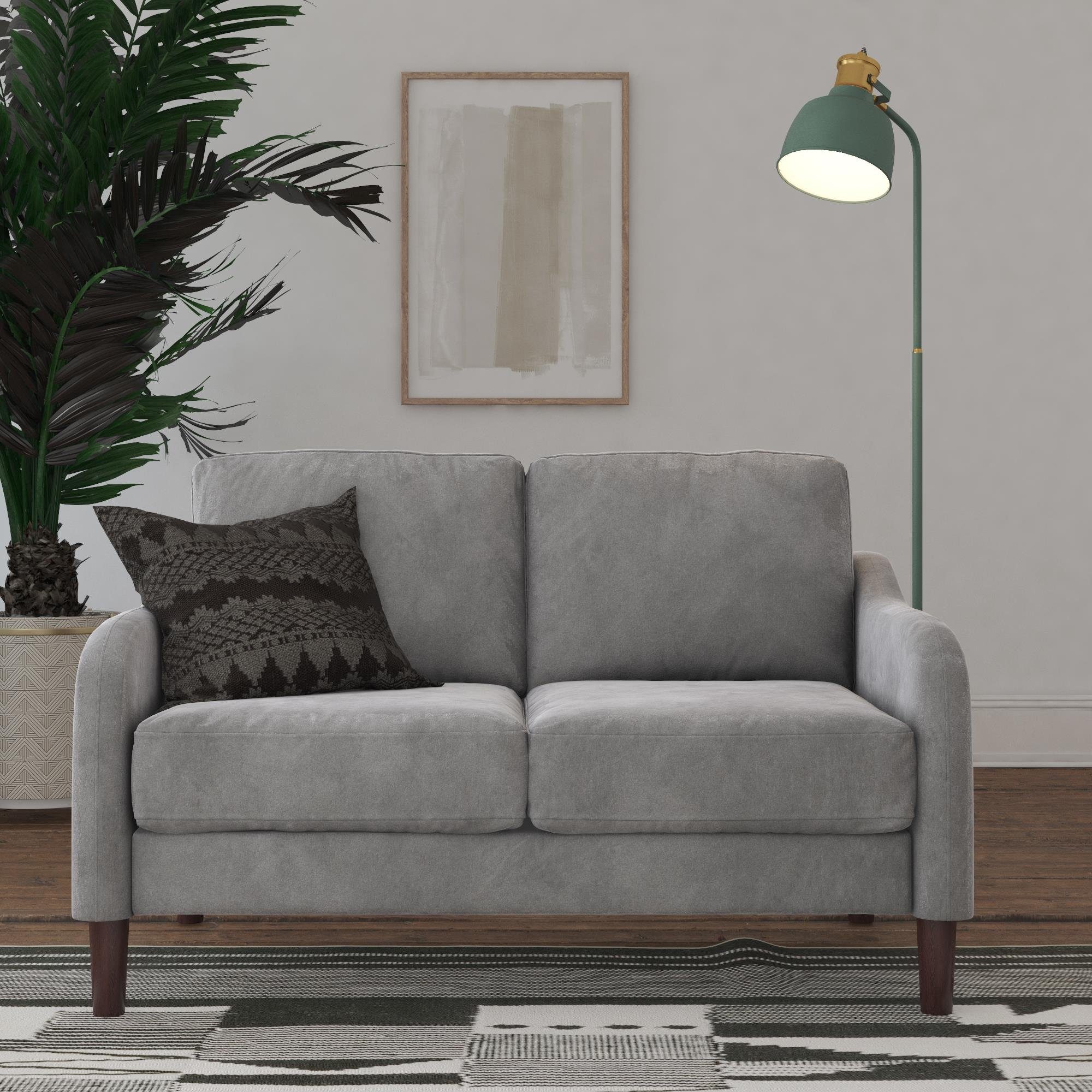 Länge loft24 Couch, Sofa Marbella, grau cm 129,5 Samtoptik, Bezug in 2-Sitzer,