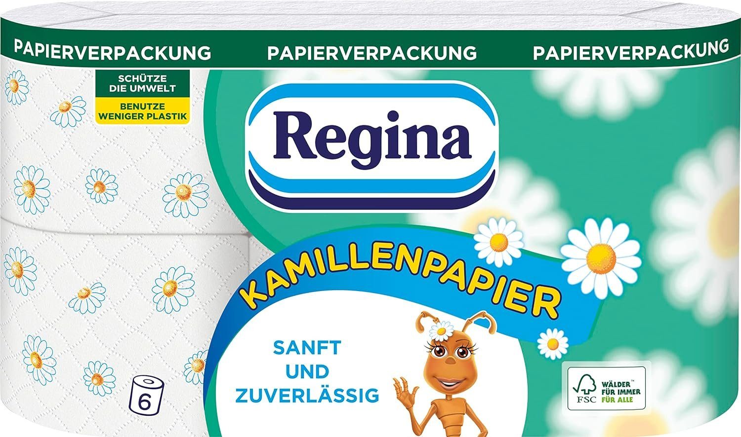 REGINA Toilettenpapier Toilettenpapier, Kamille, 3-lagig, 6 x 150 Blatt 16001466 (1-St)