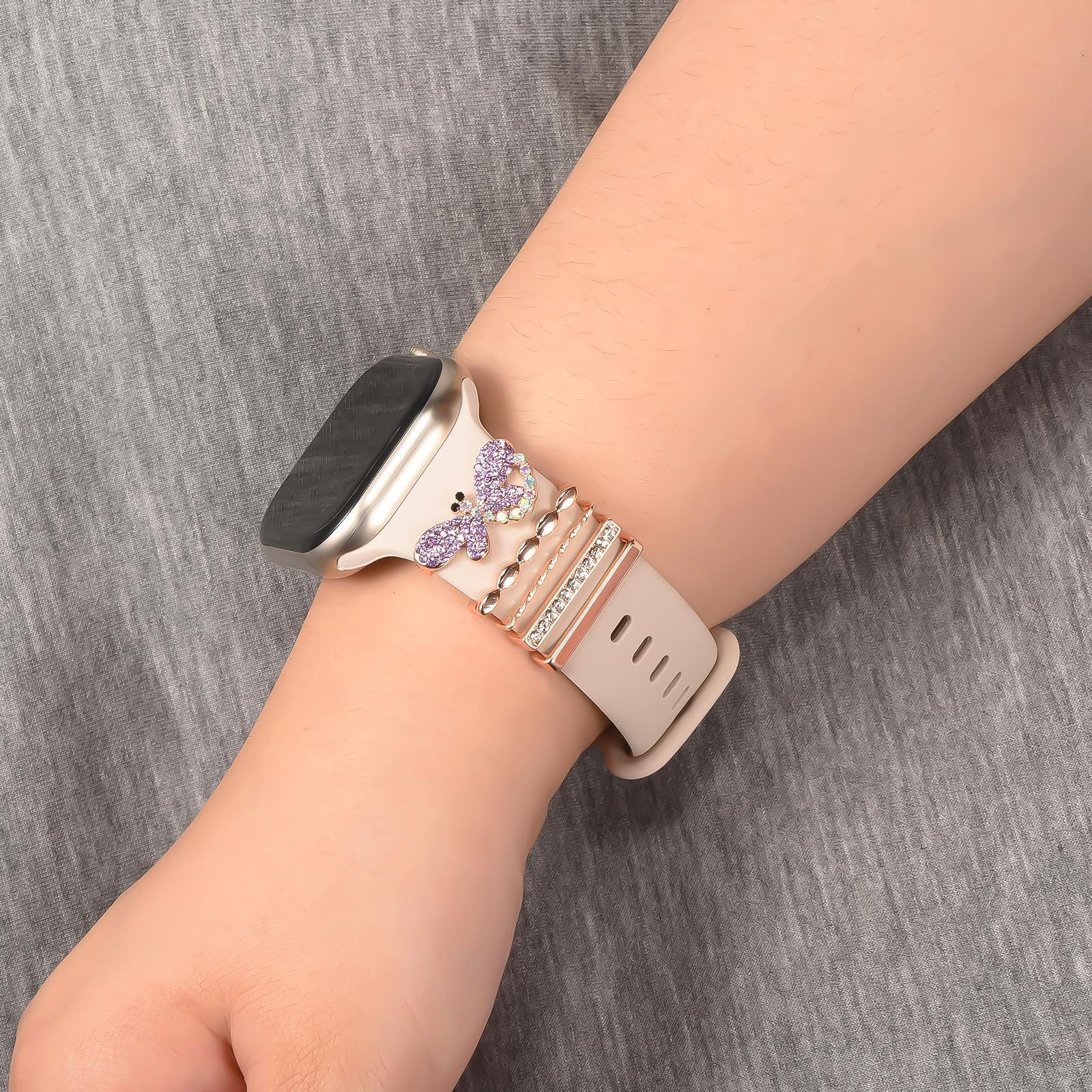 CoolGadget Smartwatch-Armband Schmuck Ringe Charms Uhren Deko Motiv Clips 21mm, Zubehör passend für alle Apple Watch und Samsung Galaxy Watch Modelle