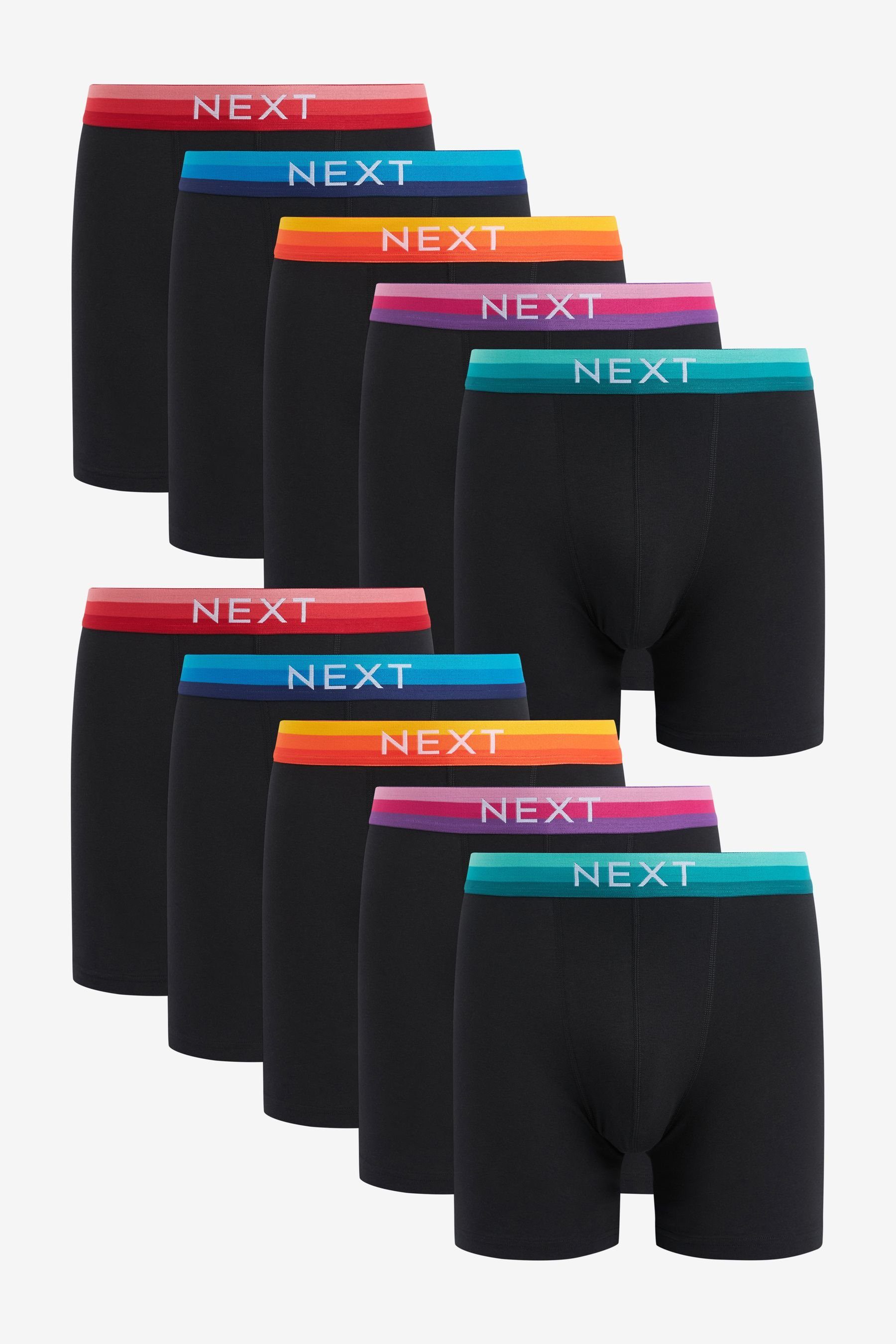 Next Boxershorts 10er-Pack Längere Sport-Unterhosen mit Eingriff (10-St)