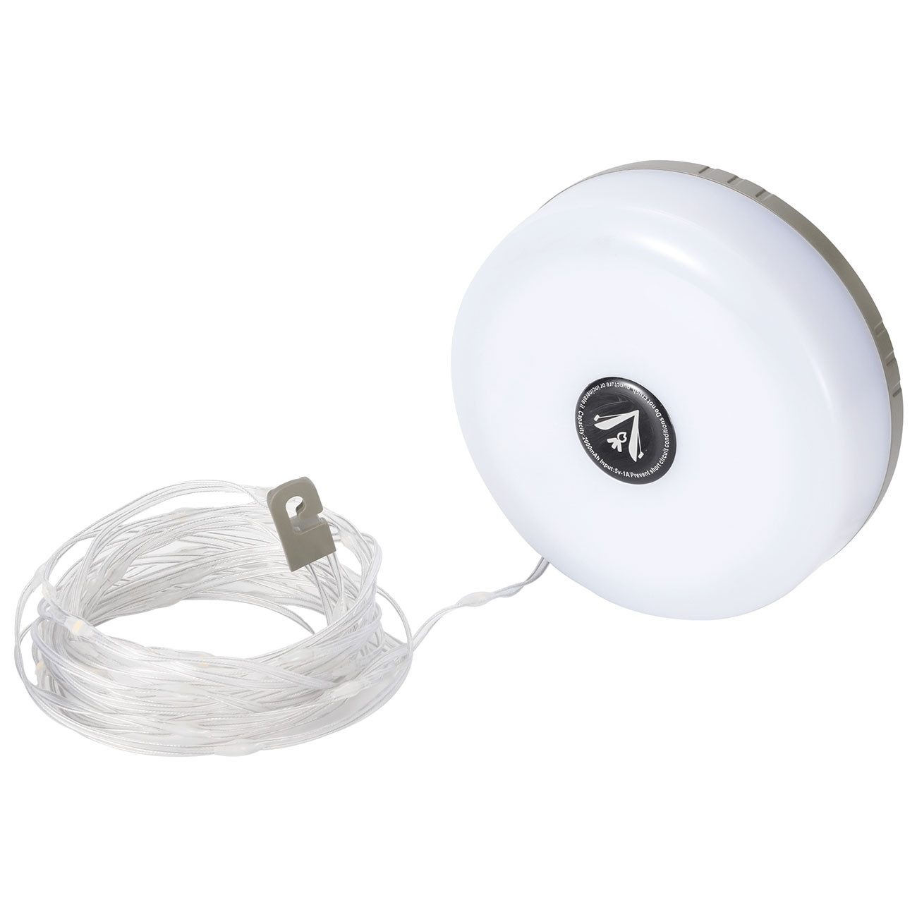 shop'n smile ideoon LED-Lichterkette 2in1 Campinglampe & 10m LED-Lichterkette IPX4 Zeltlampe Akku 5 Modi, 10m-Lichterkette 100 LEDs/per Handkurbel aufrollbar/Powerbank-Funktion