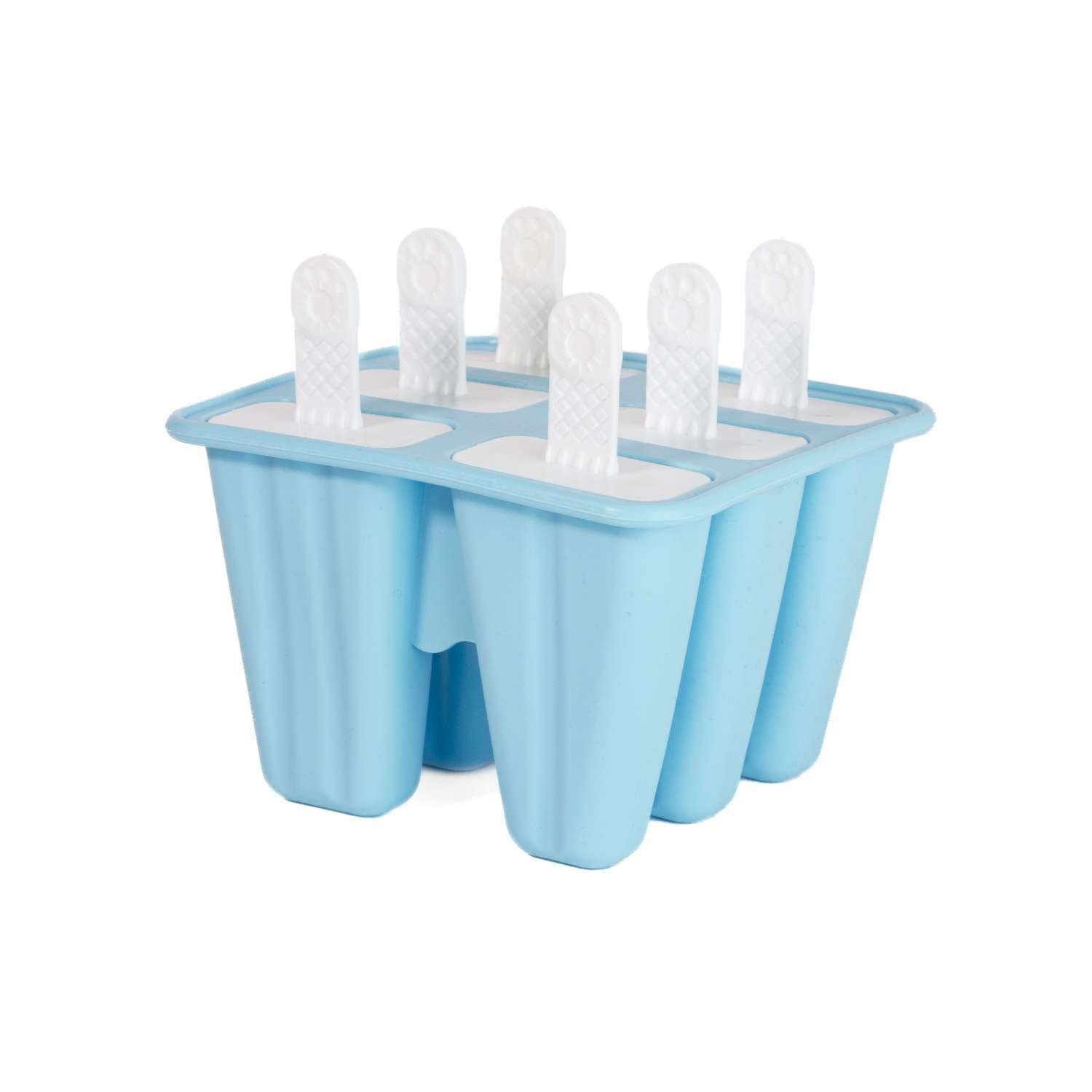 Intirilife Eisform, Silikon Eisform mit 6 Mulden und Stil Blau
