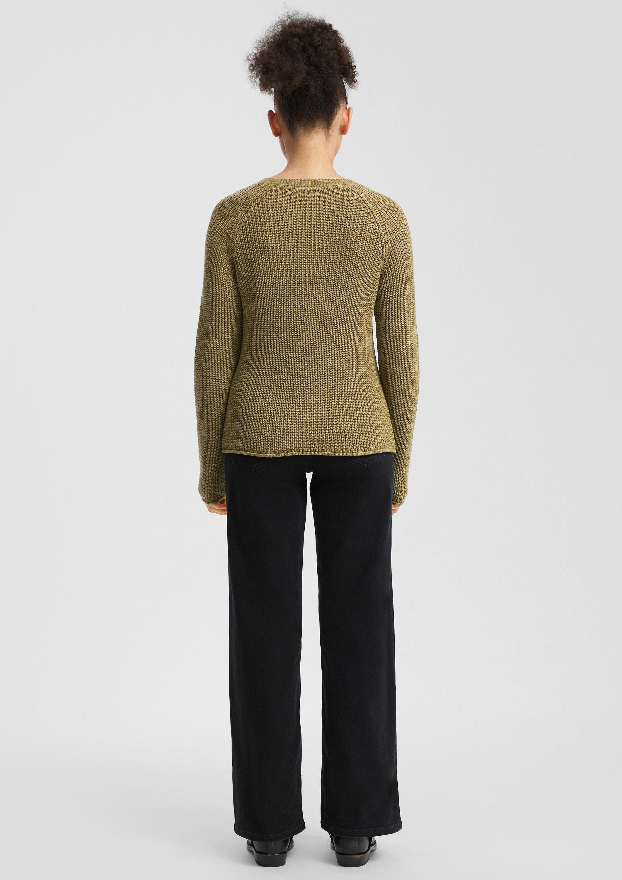 QS Longpullover Strickpullover Melierter Strickpullover mit Raglanärmeln