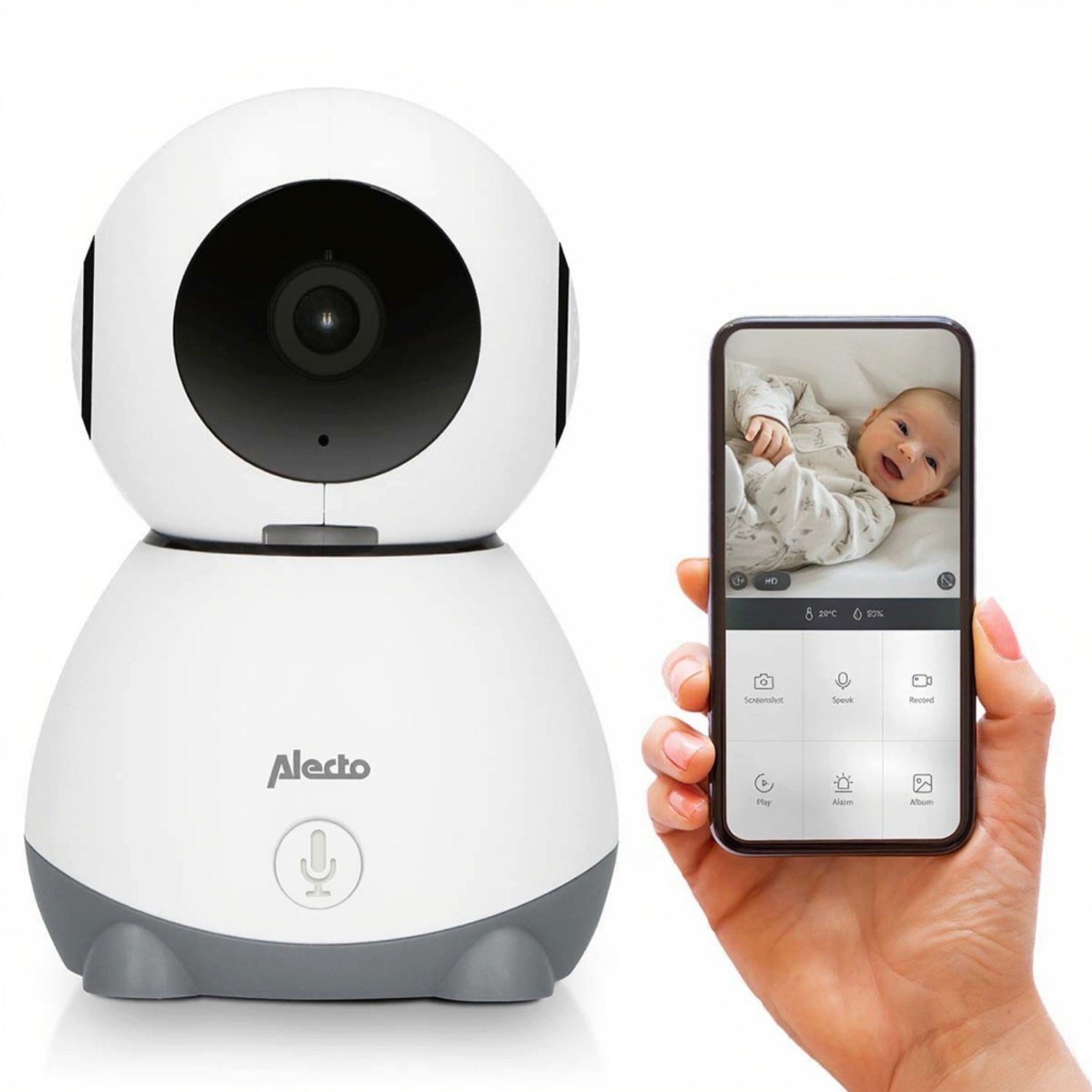 Alecto Video-Babyphone SMARTBABY10, 1-tlg., WLAN-Kamera, Infrarot-Nachtsicht, flexible Nutzung für Zuhause