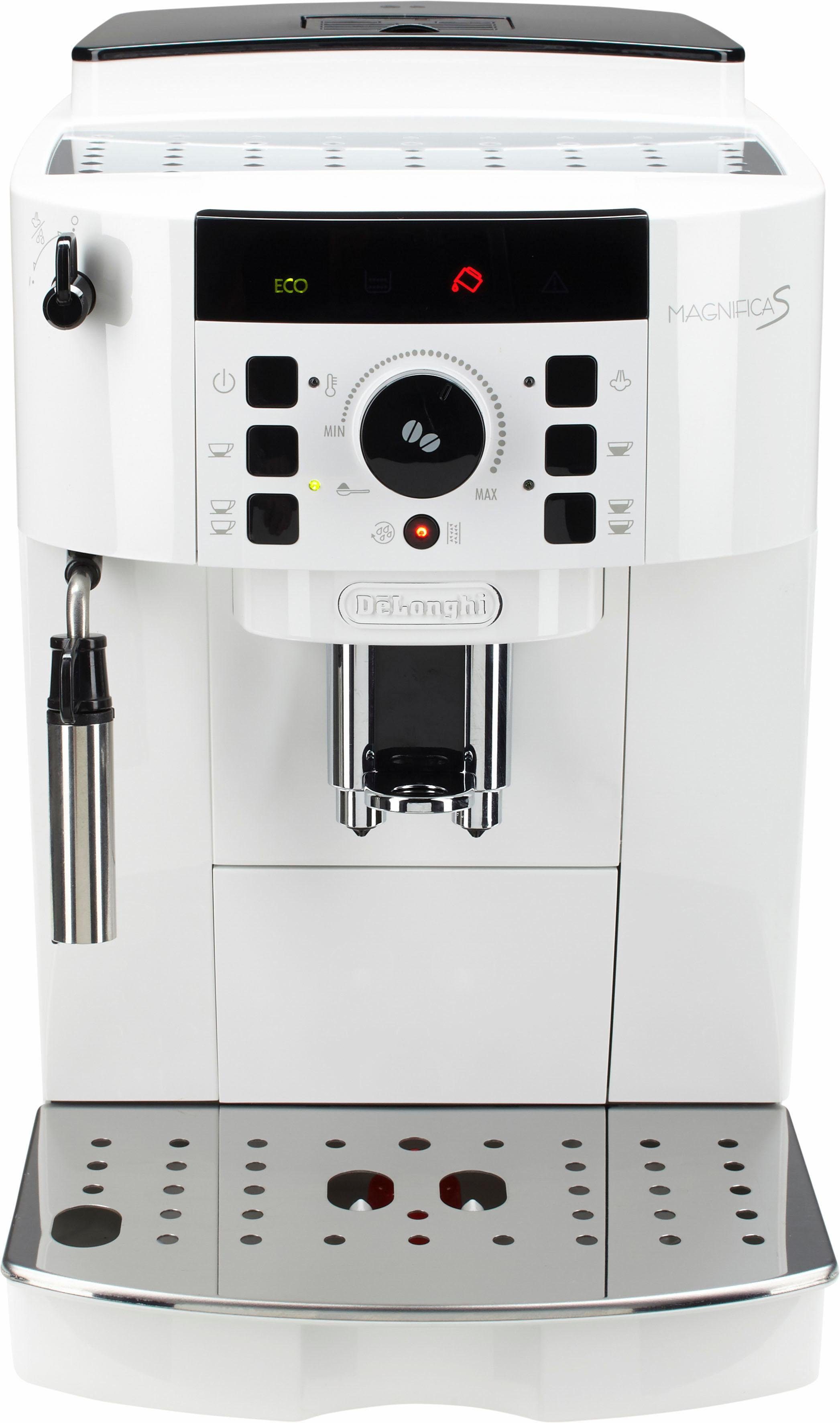 De'Longhi Kaffeevollautomat Magnifica S ECAM21.118.W - mit Barista-Milchaufschäumer, Weiß, Direktwahltasten, Kegelmahlwerk (13 Mahlgrade), 15 Bar Pumpendruck