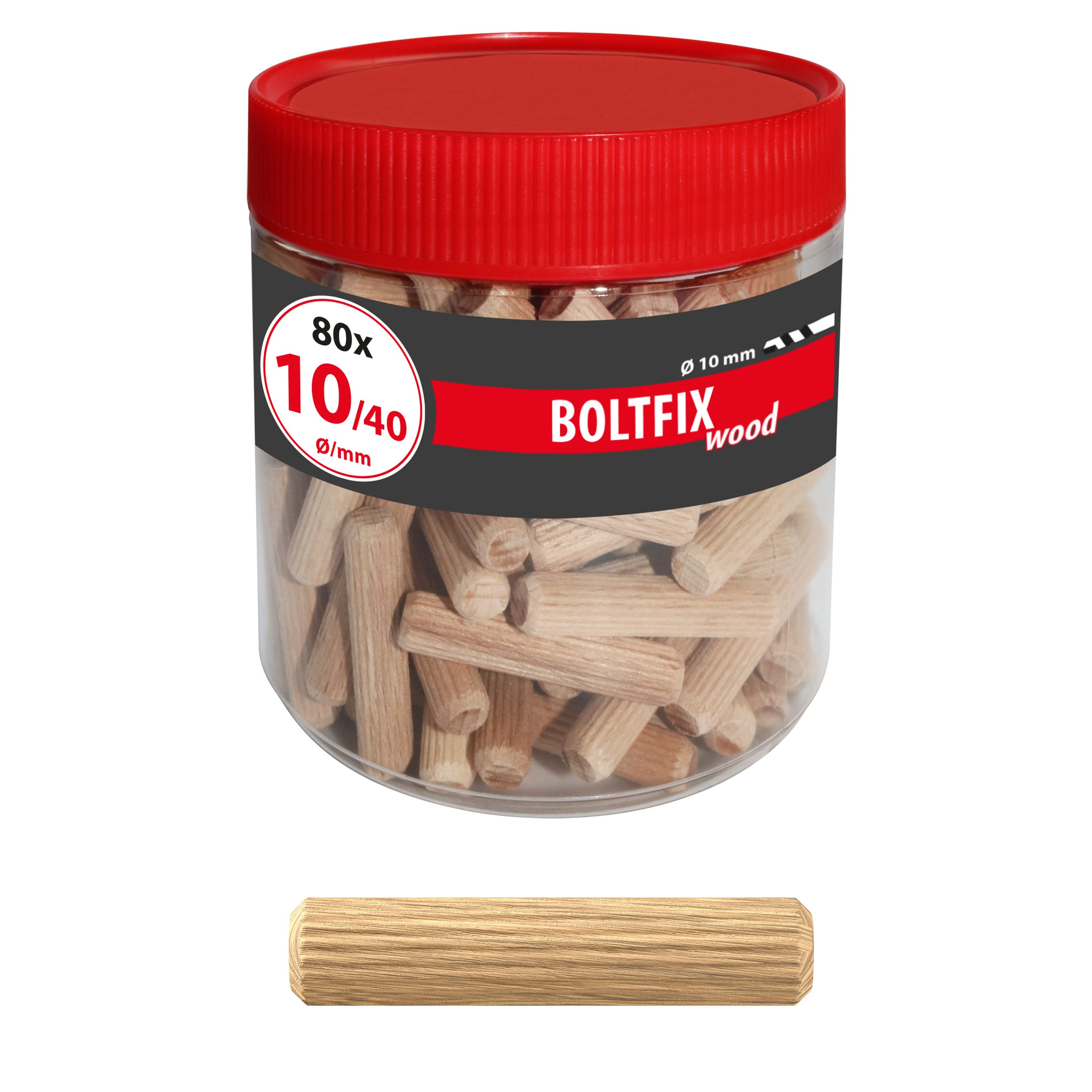 Tox Holzdübel Holzdübel Boltfix wood 10x40 mm - Riffeldübel aus massiver Buche, 10 x 40 mm, Buchenholz, (80-St)