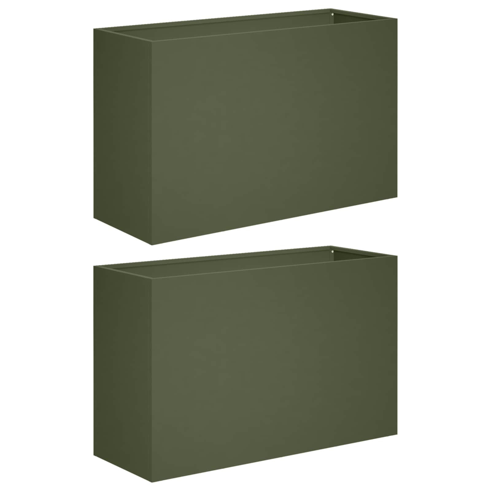 vidaXL Blumentopf Garten-Pflanzgefäß 2 stk. Olivgrün 80 x 30 x 40 cm (2 St)