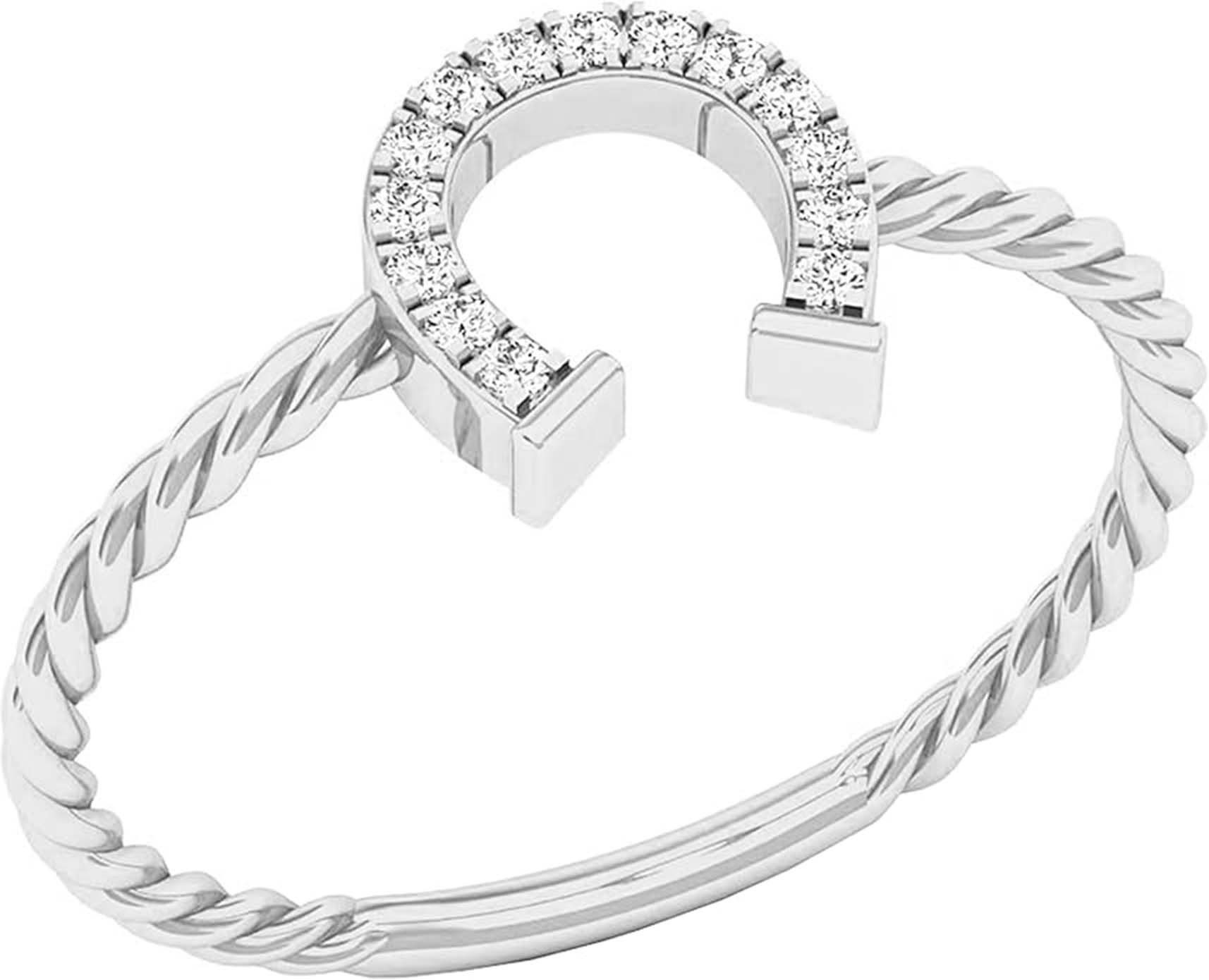 Jumpeak Diamantring Ring Gold Damen 585 Echtgold,Diamant Ring Damen,Hufeisenring,Eheringe, Promise Ring,Ring Damen,Mutter tochter Geschenk,Geschenk Schwester