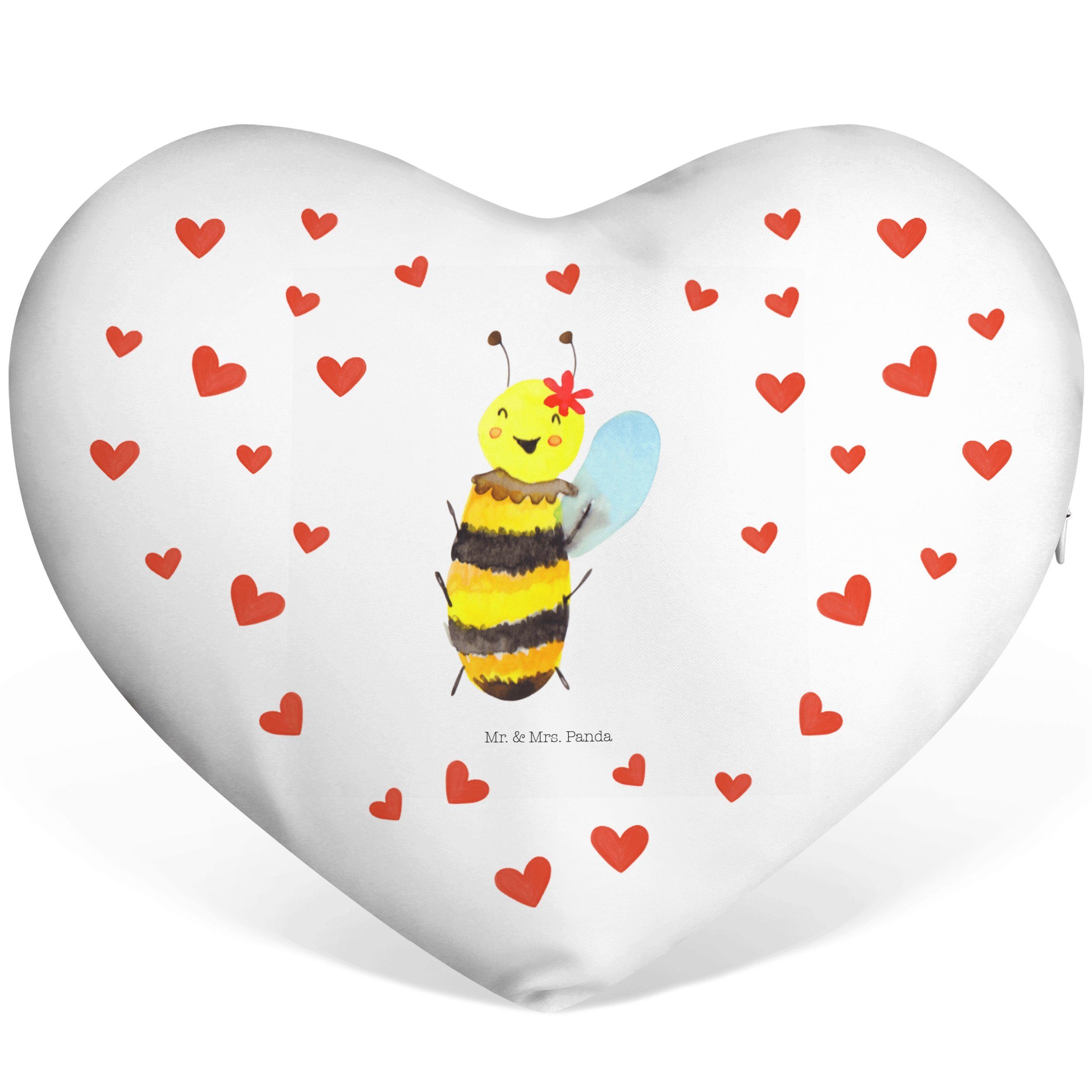 Mrs. & Herzkisse Mr. Panda - Wespe, Hummel, Weiß Dekokissen Biene Kissen, Happy Geschenk, Herz, -