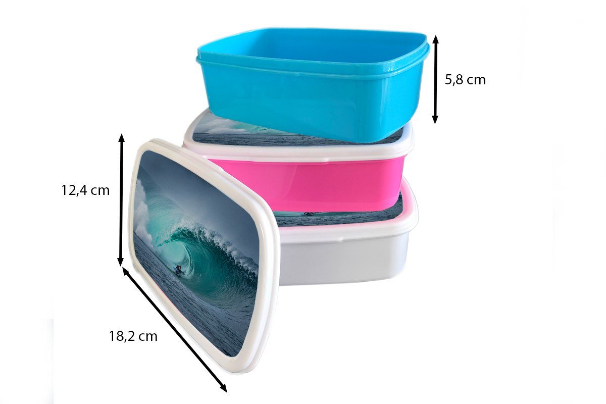 MuchoWow Lunchbox Surfer in Erwachsene, Kunststoff für Kinder, rosa großer Mädchen, Brotdose Kunststoff, Snackbox, Welle, (2-tlg), Brotbox
