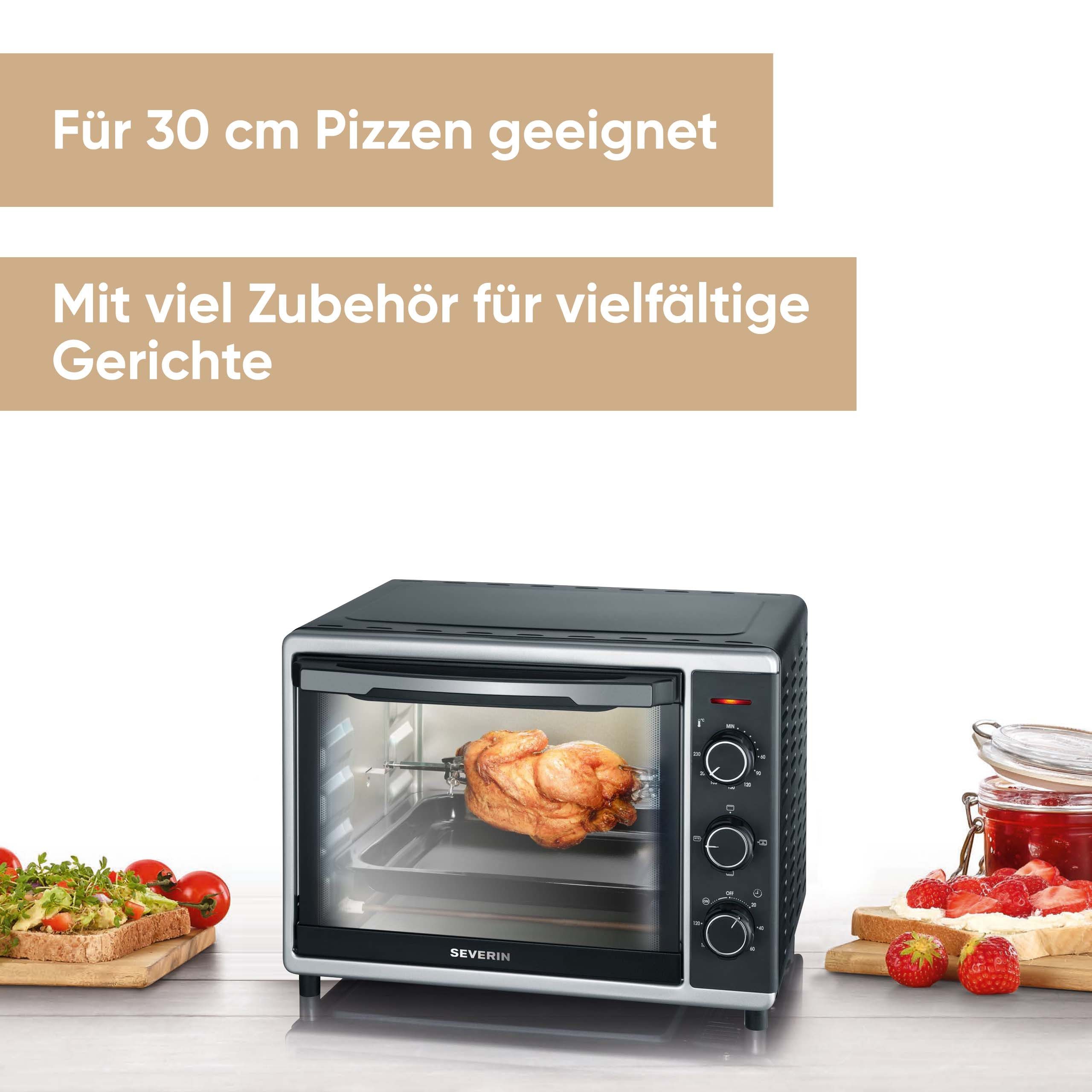 Severin Minibackofen TO 2056, Umluft, Ober- und Unterhitze getrennt oder kombiniert schaltbar