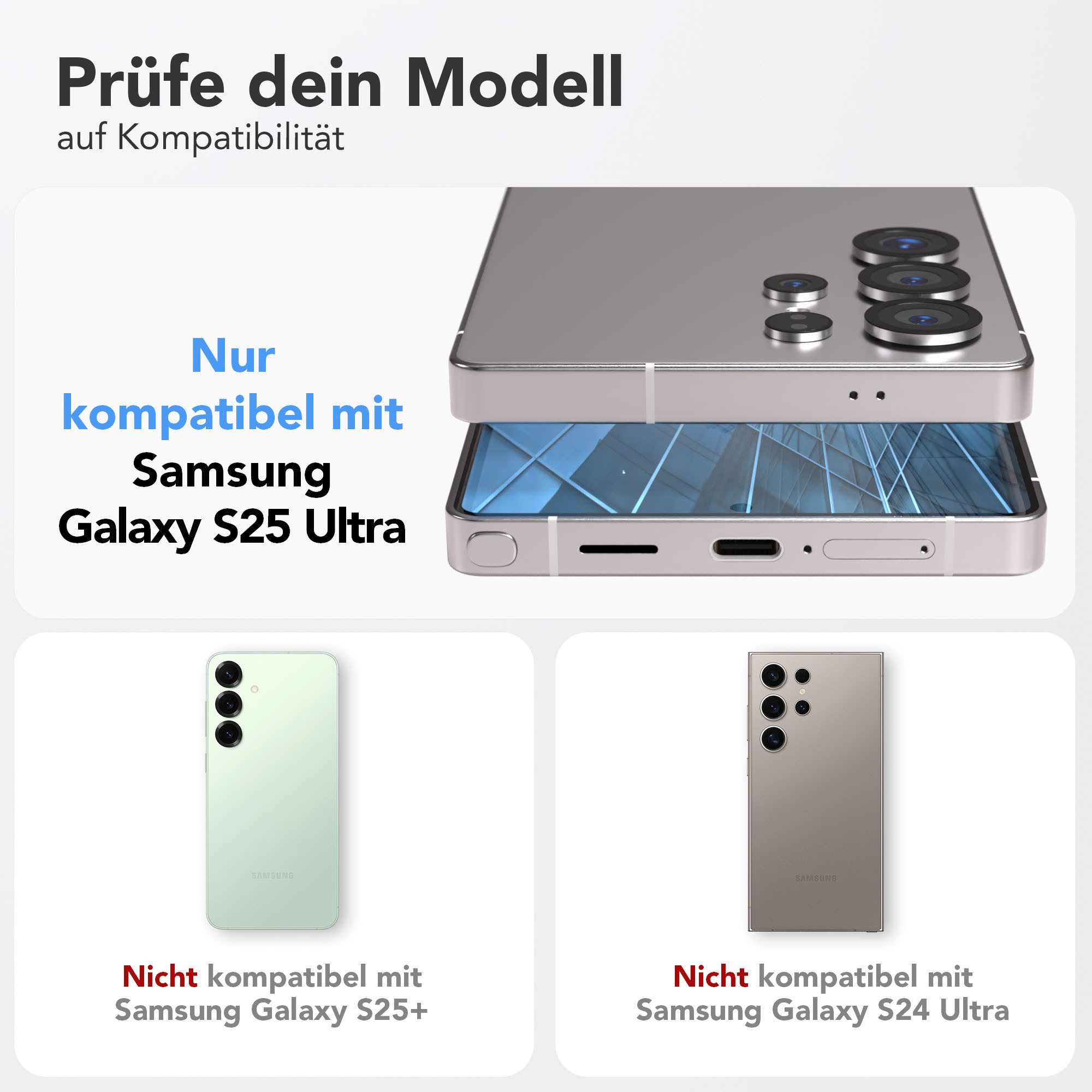 EAZY CASE Displayschutzfolie Displayschutz mit 9H Glas für Samsung Modelle für Samsung Galaxy S25 Ultra, 2er Set, Samsung Galaxy S25 Ultra, 2er Set Displayfolie – Bild 2 von 5
