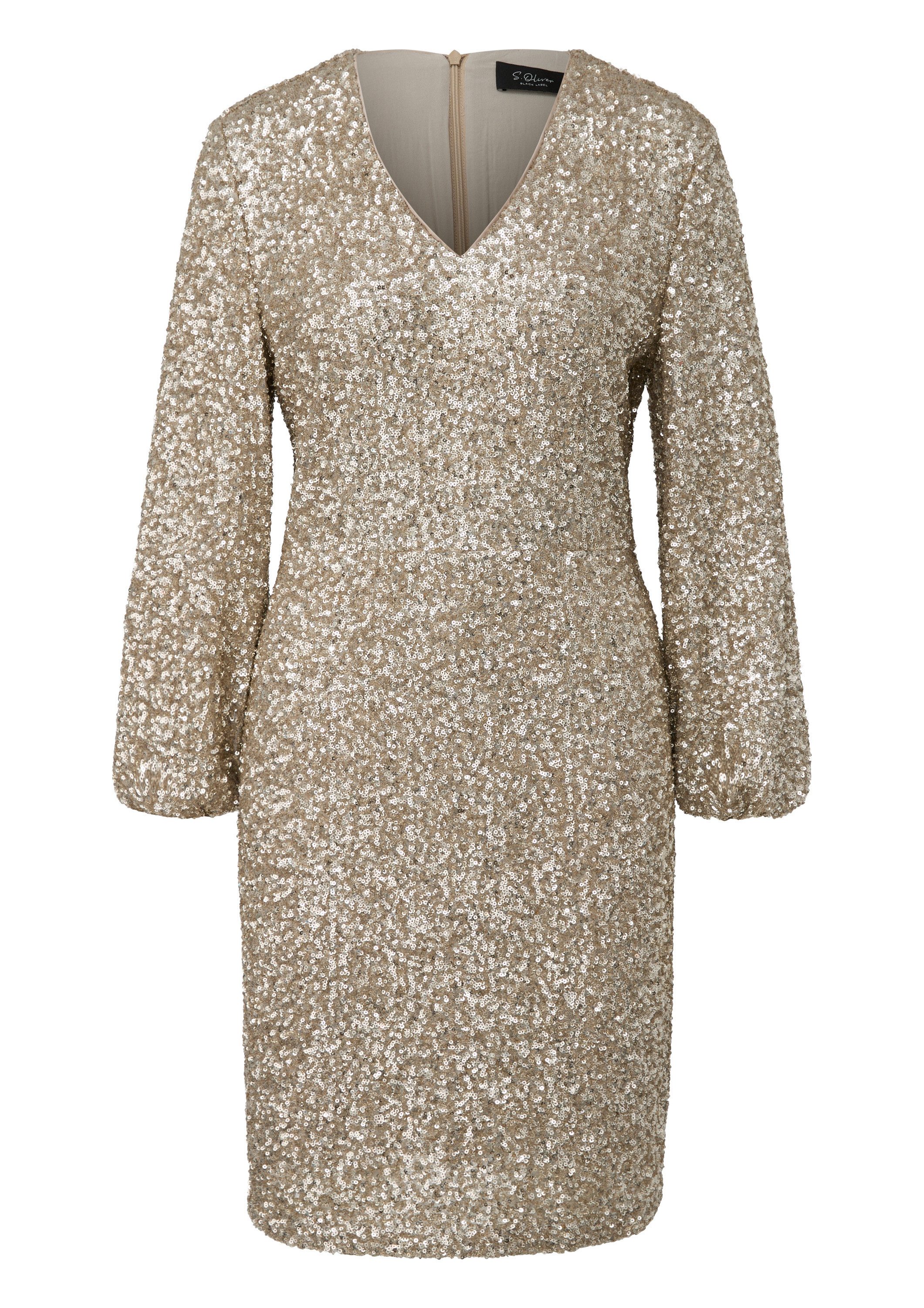s.Oliver Midikleid Kleid Kurzes Pailletten-Kleid mit Gummizug am Ärmel günstig online kaufen