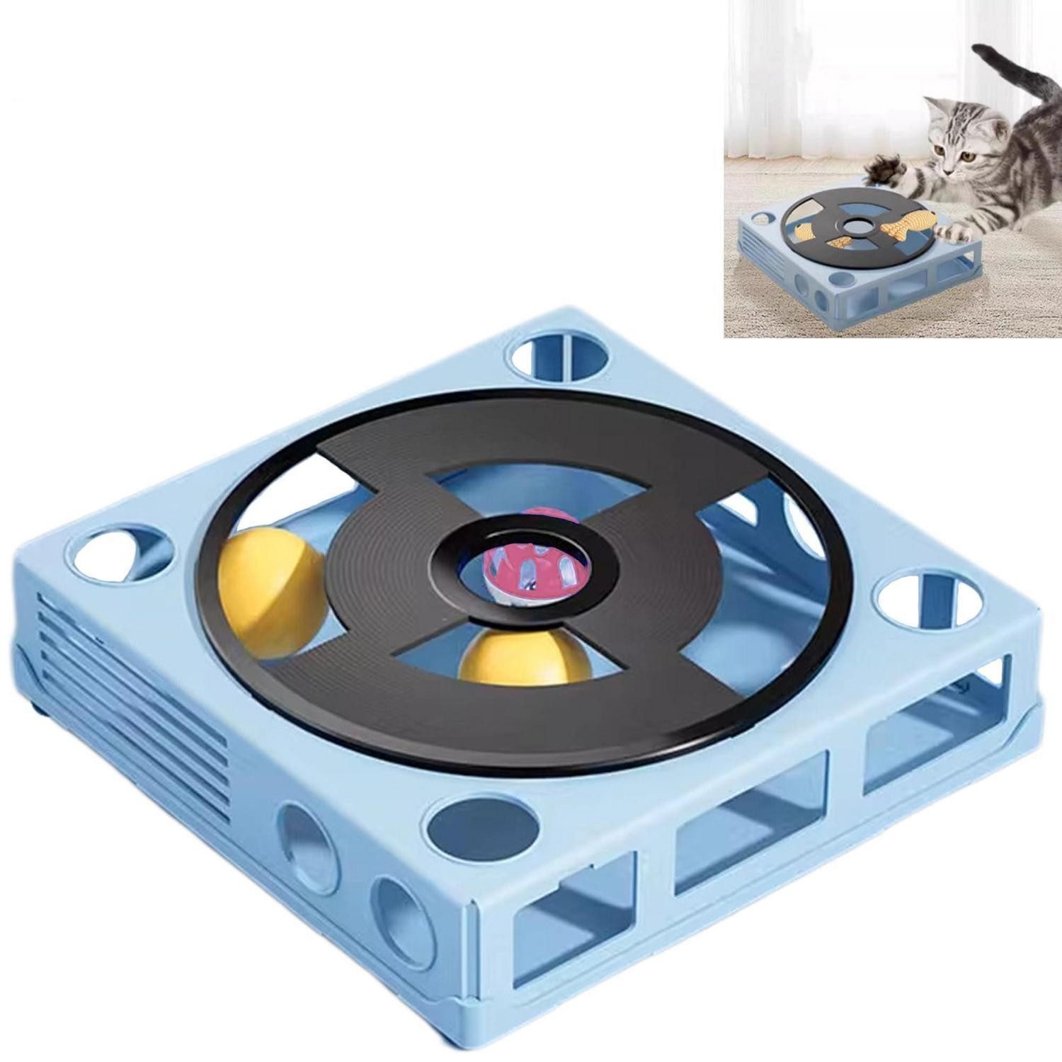 LuxusKollektion Futterlabyrinth Katzenspielzeug Intelligenzspielzeug blau 1 Stk, Kunststoff