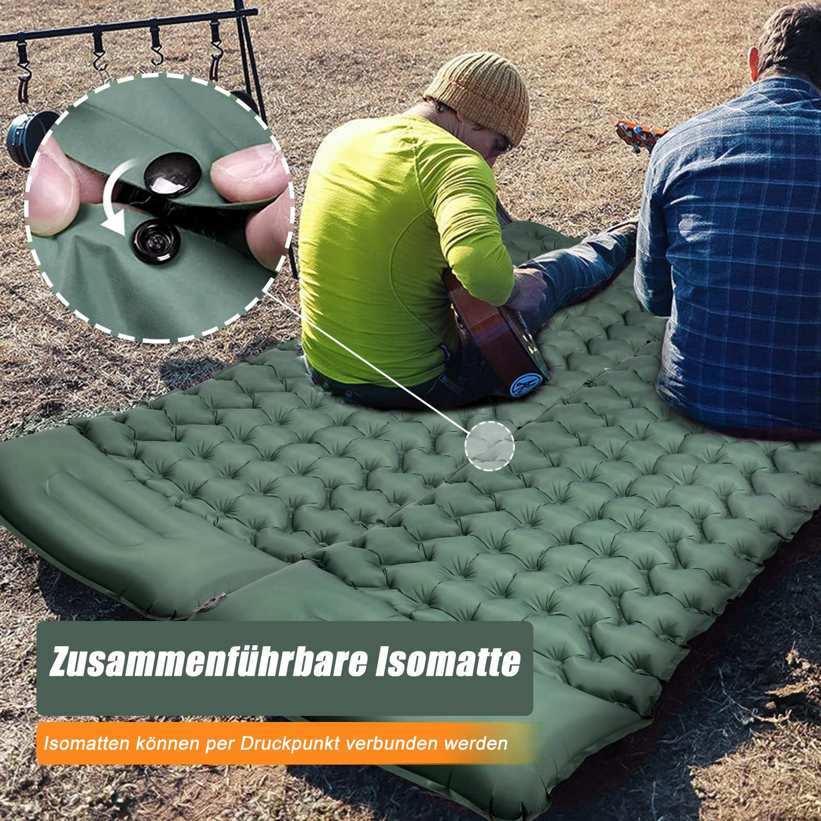 CALIYO Isomatte 2-Tlg Isomatte Outdoor, Isomatte Ultraleicht, Isomatte Camping Outdoor, (2-tlg., Isomatte Camping mit Fußpresse Pumpe und Kissen), erschleißfest – Bild 5 von 5