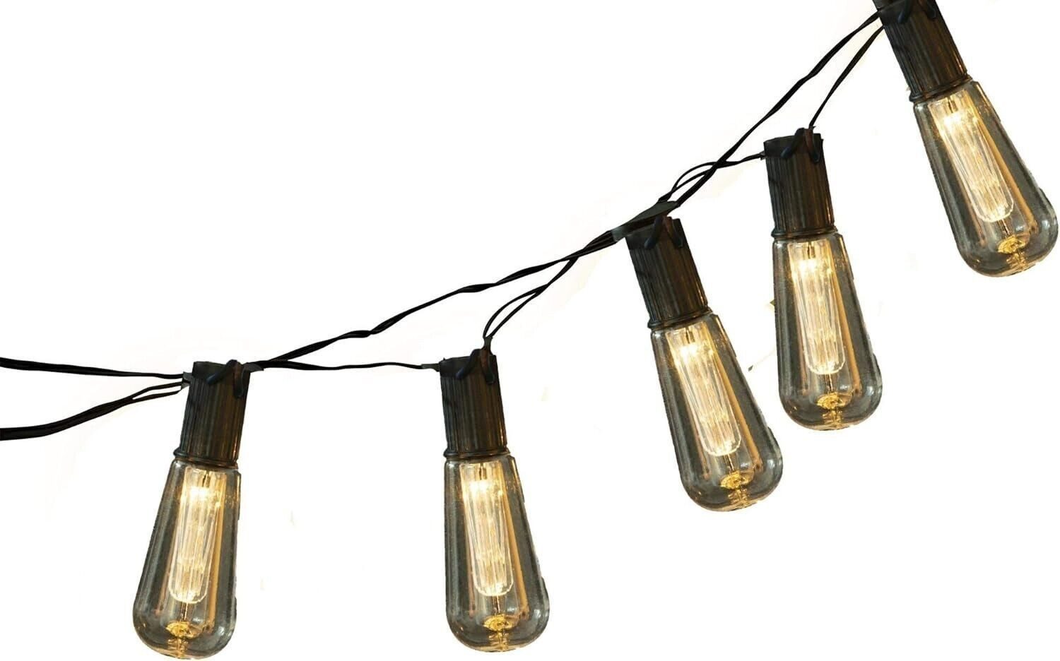 ezsolar LED-Lichterkette warmweiße LED 6m Länge, Campinglaterne, inkl. Befestigungsclip, Dämmerungssensor, 10 warmweiße LEDs