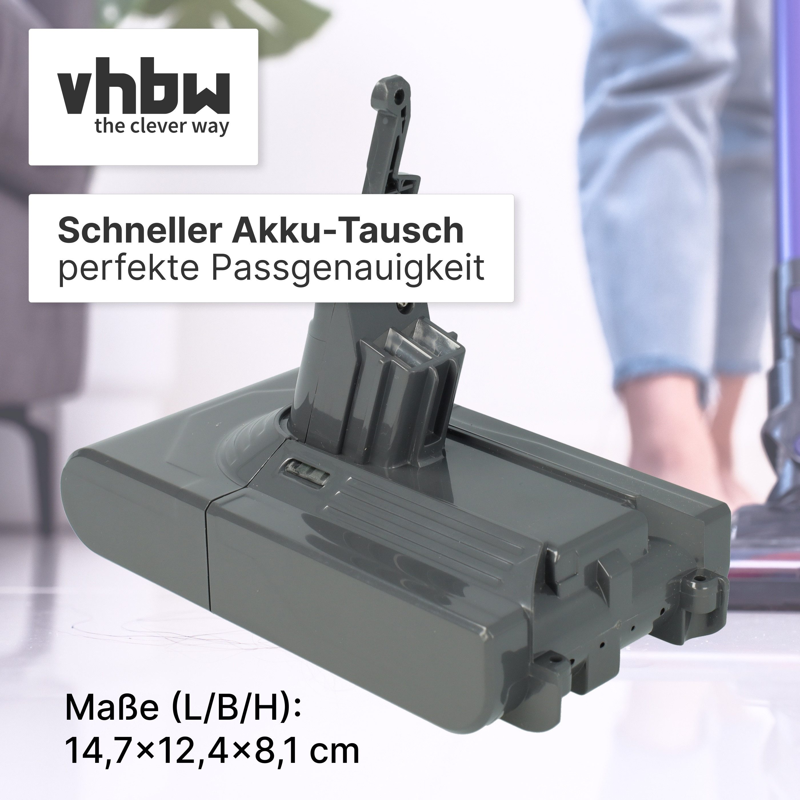vhbw passend für Dyson SV10, V8, V8 Absolute Cord-Free, SV12, V8 Animal, V8 Staubsauger-Akku Akku Li-Ion 3000 mAh (21,6 V, 1 St), Leistungsfähiger Austausch-Akk – Bild 4 von 5
