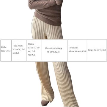 FIDDY Baukastenhose Lässige Damen Herbst Und Winter Dicke Strickhose Damen Beige Stretch (1-tlg)