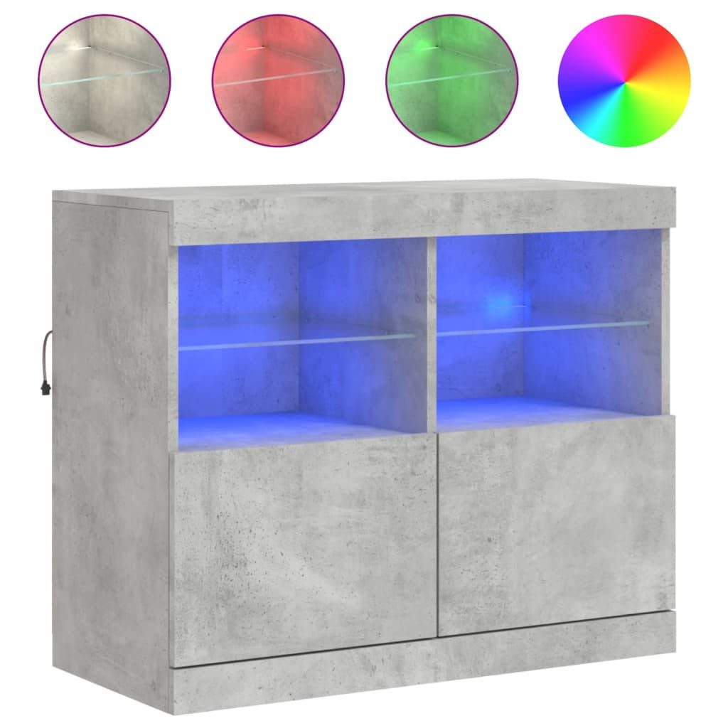 vidaXL Sideboard Sideboard mit LED-Leuchten Betongrau günstig online kaufen