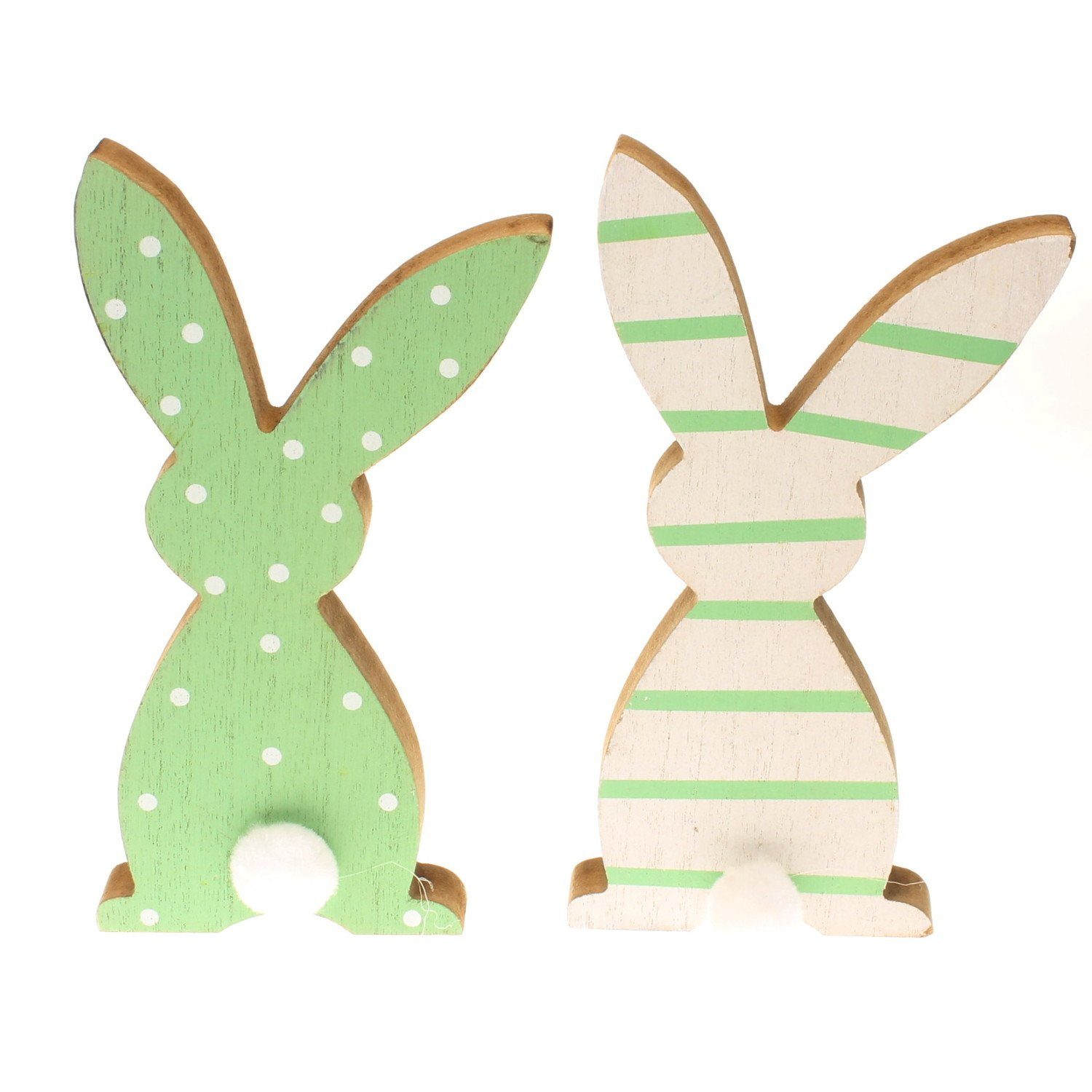 Macosa Home Osterhase Dekohasen 2er Set Holz stehend Osterdeko Holzhase grün (2 St), Oster-Dekoration Tischdeko Deko-Figur Ostern Osterdekoration