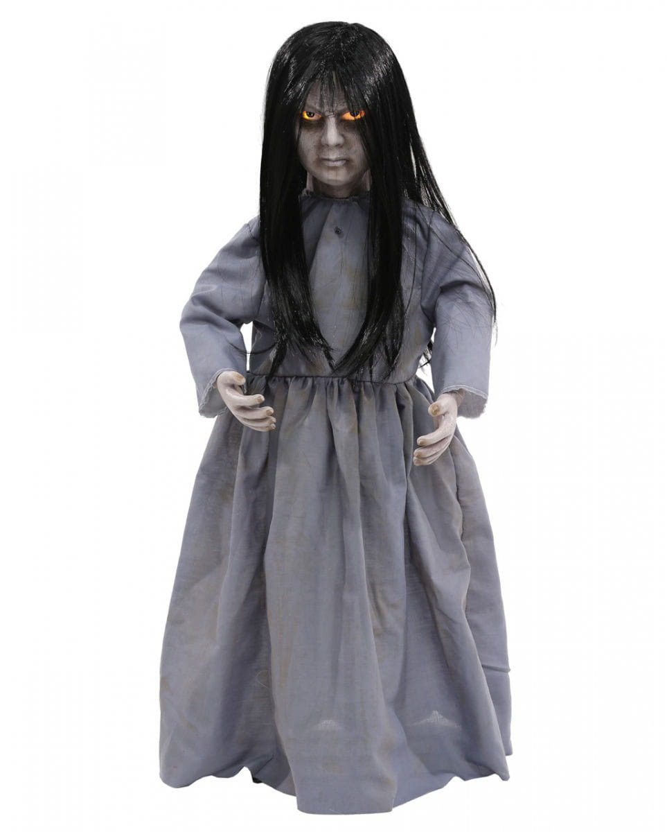 Horror-Shop Dekofigur Haunted Witch Doll Halloween Puppe mit Licht & Sou