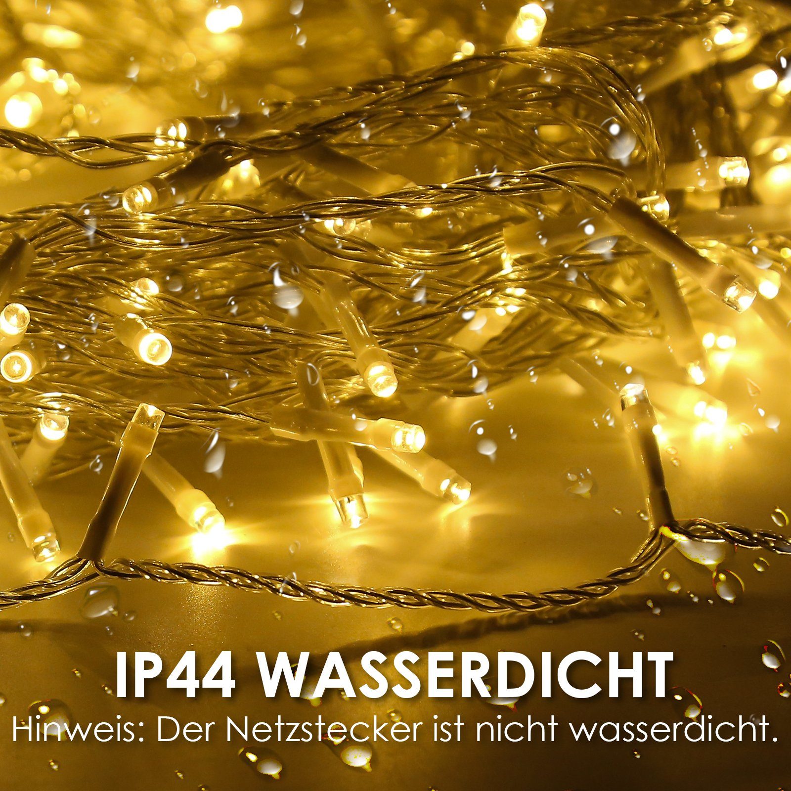 Weihnachtsdeko Warmweiß 10-200M Lichterkette LED-Lichterkette Wasserdicht Lichtervorhang Innen, Außen Gimisgu LED