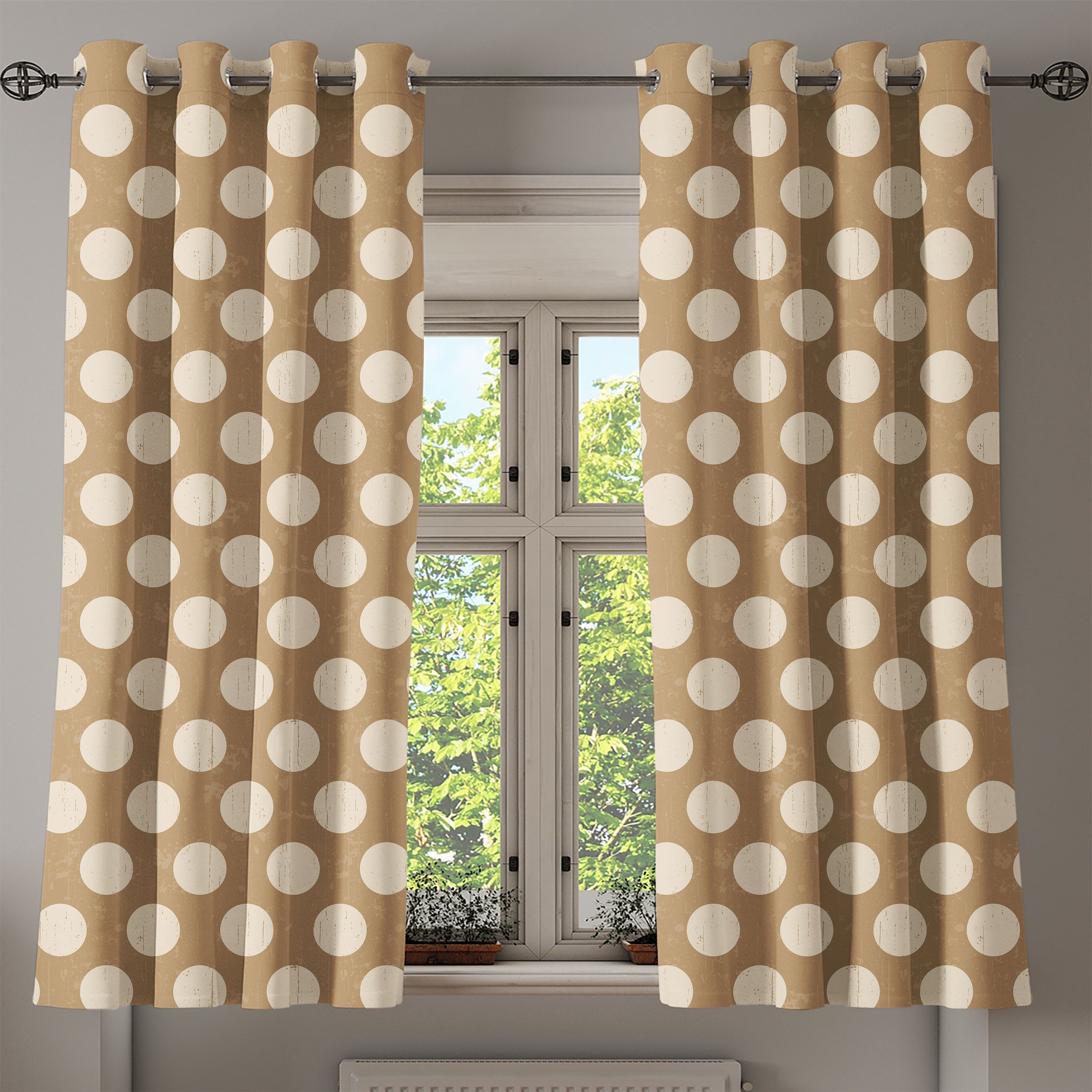 Gardine Dekorative 2-Panel-Fenstervorhänge Tupfen Bräunen Wohnzimmer, für Grungy Große Schlafzimmer altes Abakuhaus