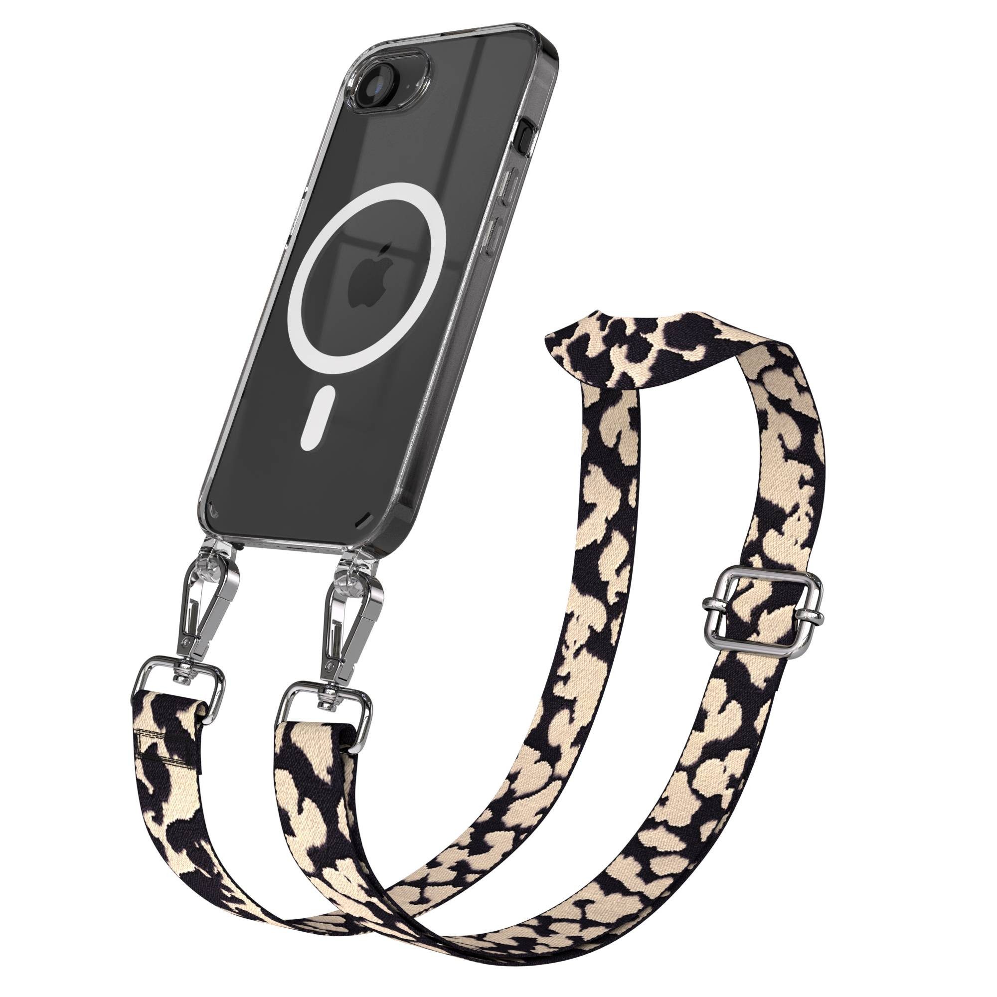 EAZY CASE Handykette Umhängeband MagSafe Hülle für Apple iPhone 17 Pro 6,1 Zoll, Hülle mit MagSafe Handykette Camouflage Alltags Crossbody Taupe