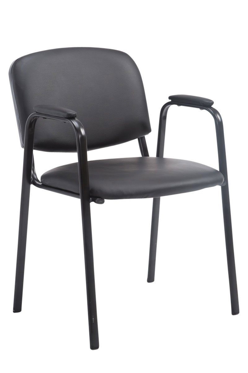 TPFLiving Besucherstuhl (Besprechungsstuhl - Warteraumstuhl - Messestuhl), Gestell: Metall schwarz - Sitzfläche: Kunstleder schwarz