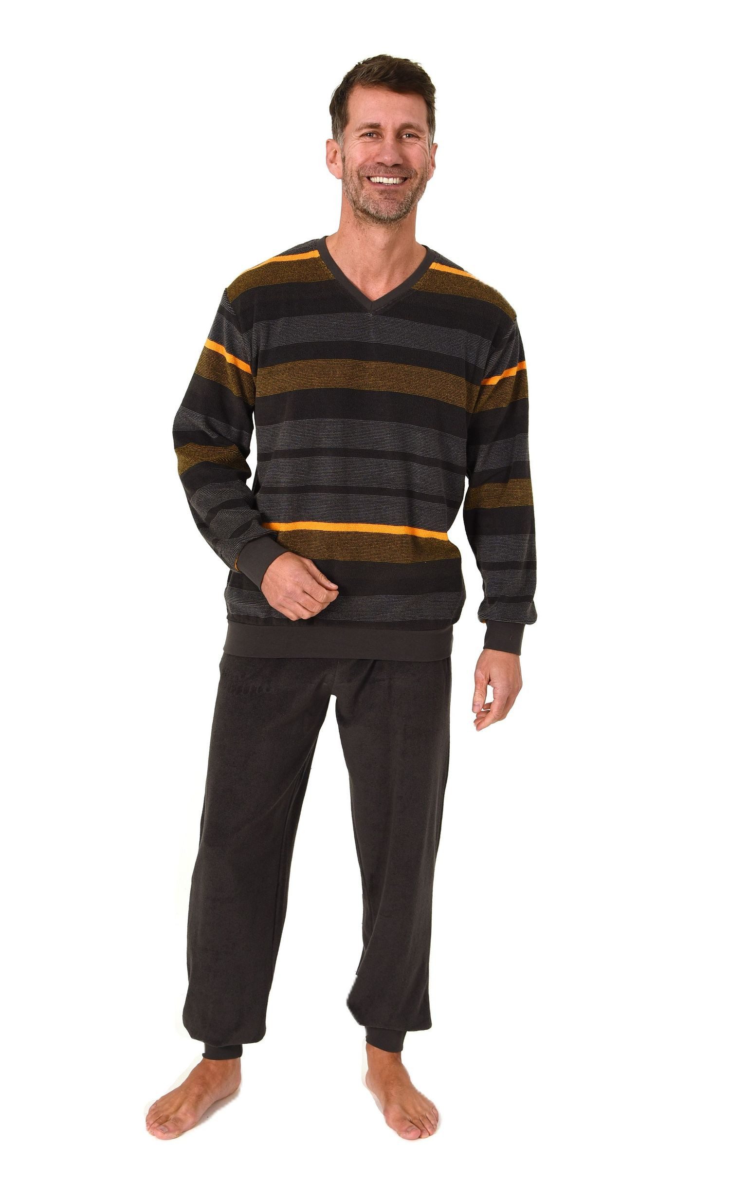 Normann Pyjama Herren Schlafanzug langarm in Frottee Qualität – auch in Übe günstig online kaufen