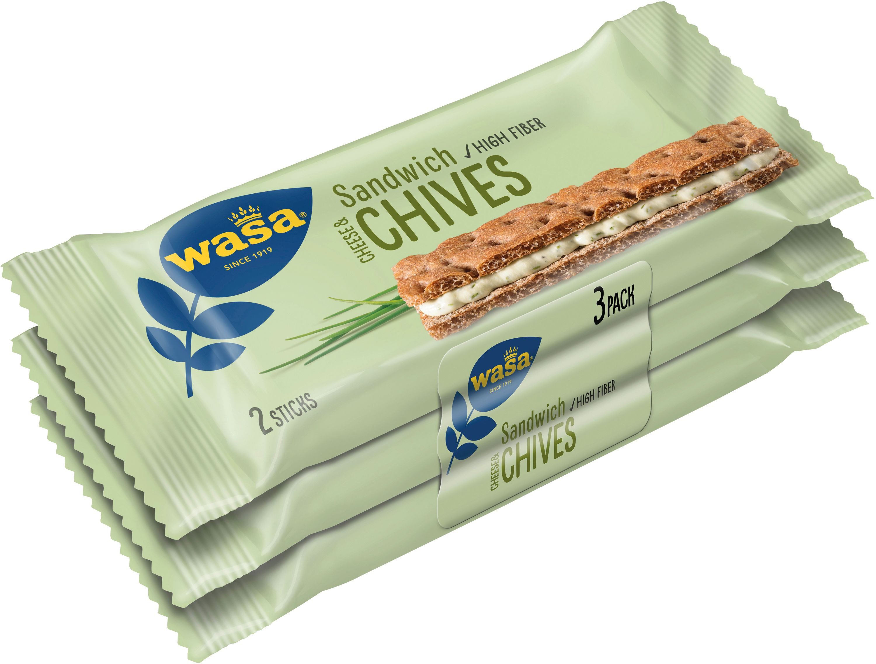 Wasa Brot, Wasa Sandwich Chives Käse und Schnittlauch 3er Vollkornknäcke 111g