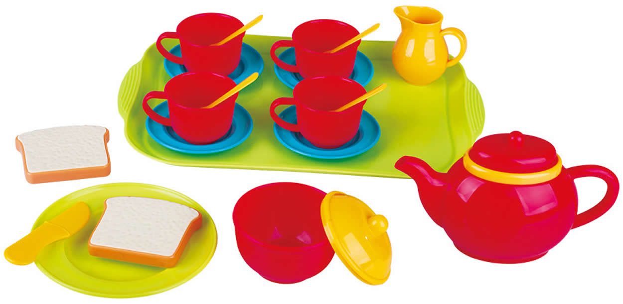 Play Spielgeschirr Kinder Teeservice 20-tlg Kunststoff Spielgeschirr Geschirr Set bunt, (Set)