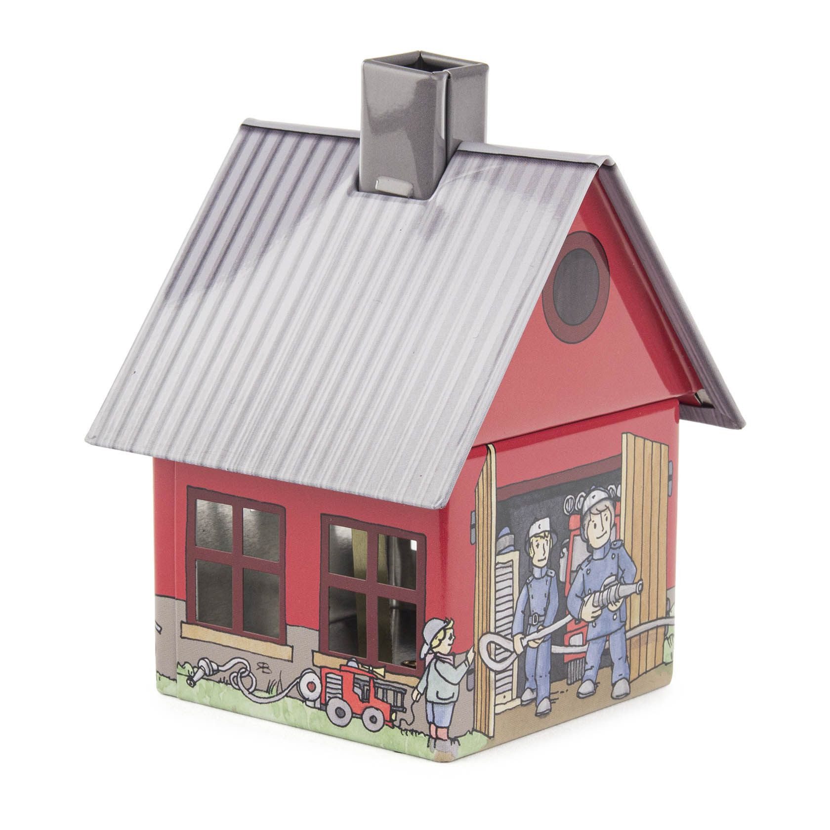 Dregeno Erzgebirge Räucherofen Räucherhaus Metall "Feuerwehr" bunt BxHxT 8x9x7cm NEU