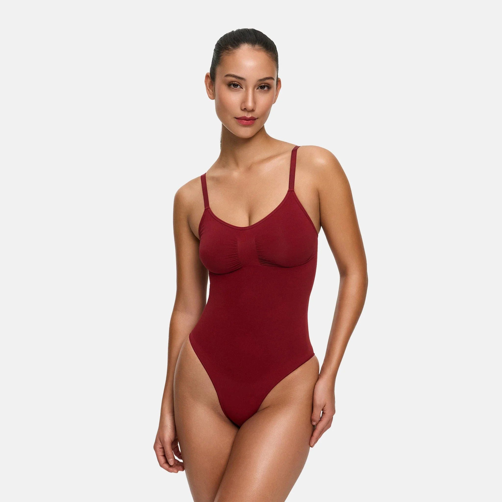 cfab (creamy fabrics) Miederbody Bodysuit Sculpting Shapewear mit Slip-Wine Red-5XL (1-tlg) Figurformend