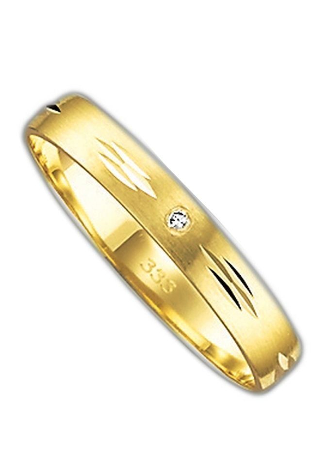 Firetti Trauring Schmuck Geschenk Gold 375 Hochzeit Ehering Trauring "LIEBE", Made in Germany, wahlweise mit oder ohne Brillant