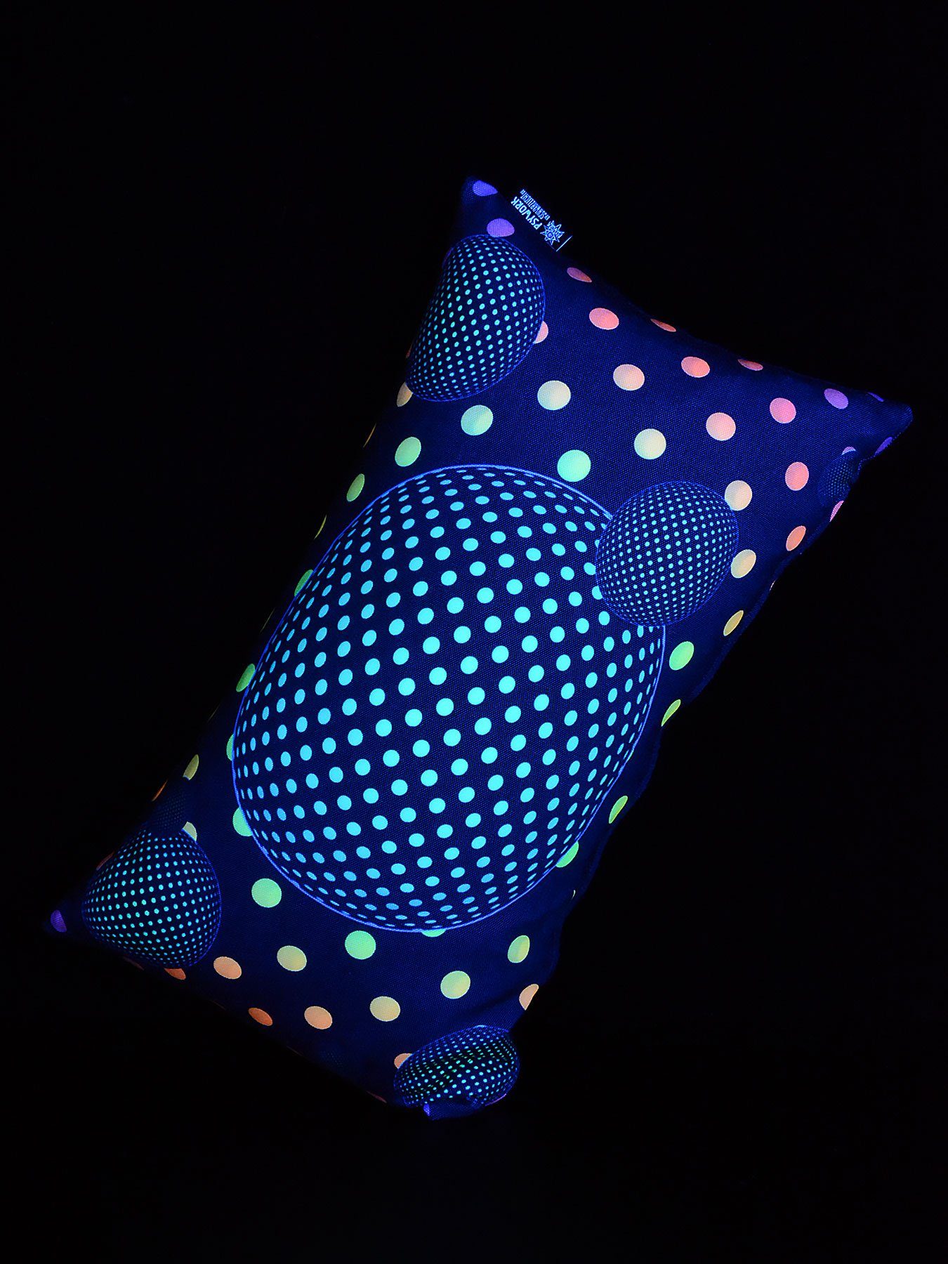 Schwarzlicht unter Bubble Neon PSYWORK Schwarzlicht 30x50cm, "Dots UV-aktiv, Kissen Balls", leuchtet Dekokissen