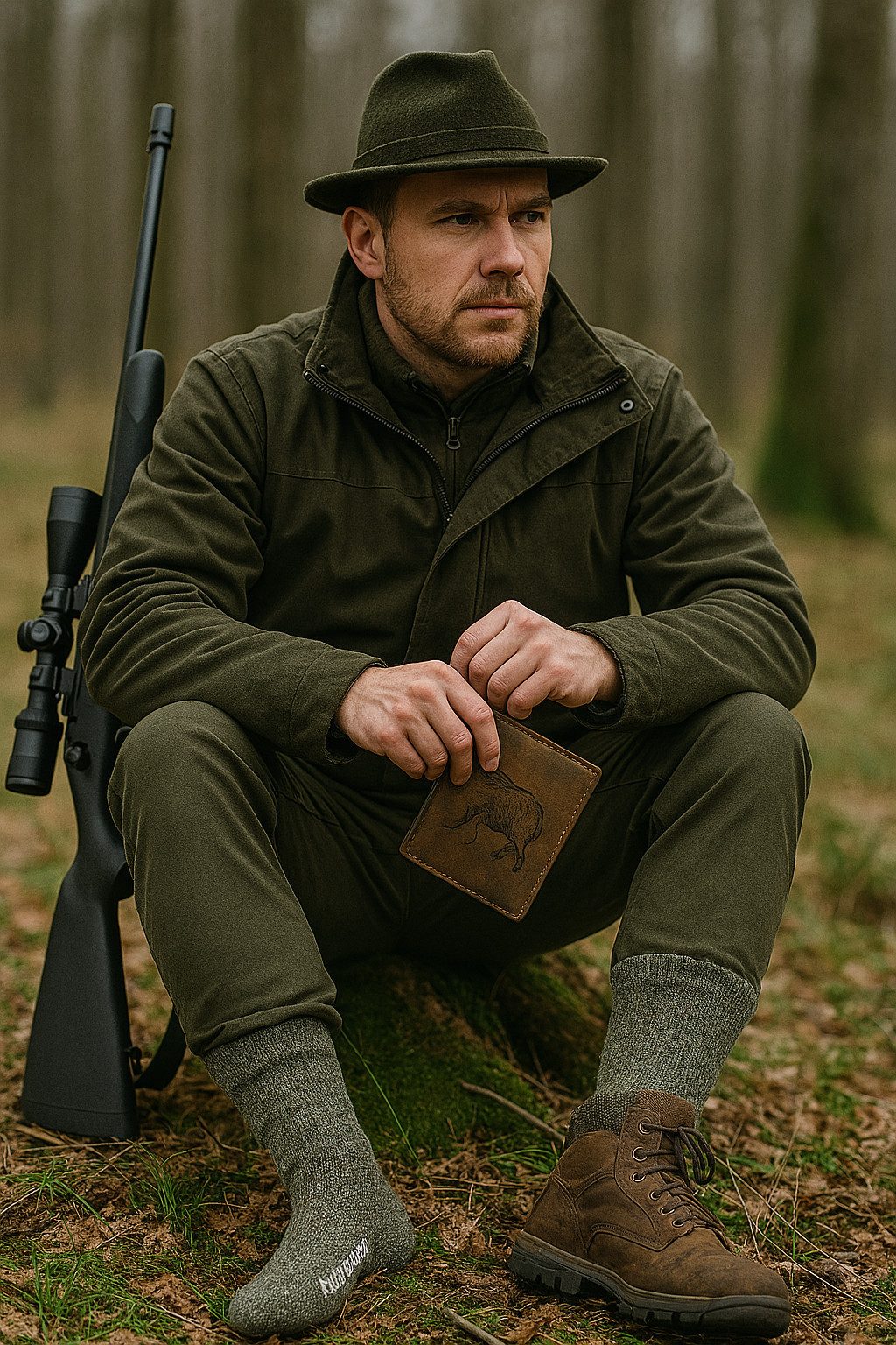 Crosslander® Wandersocken Merinosocken oliv Jagdsocken Outdoorsocken von Oefele Jagd & Outdoor
