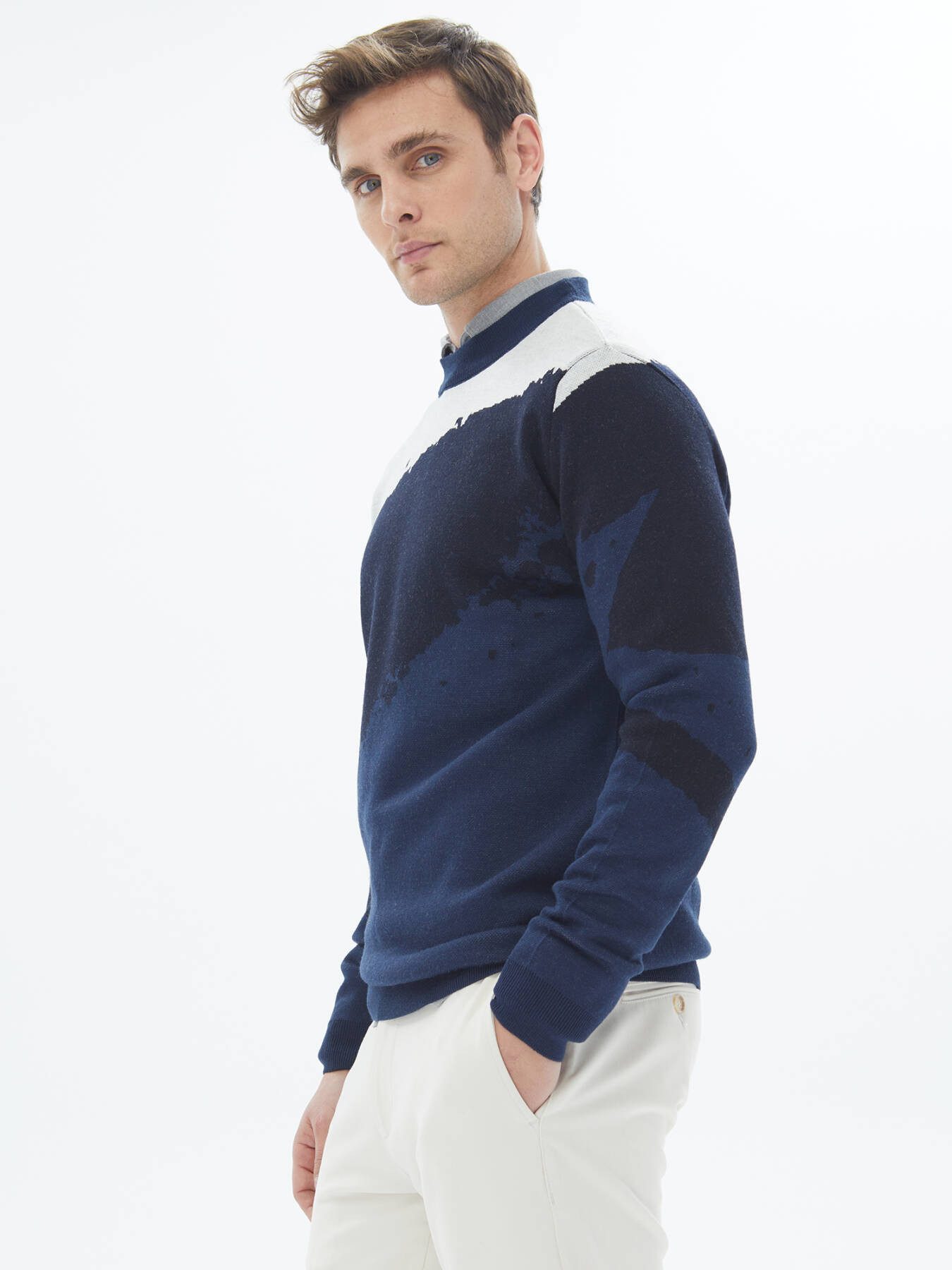 KİP Steppweste Gemusterter Strickpullover aus Wollmischung
