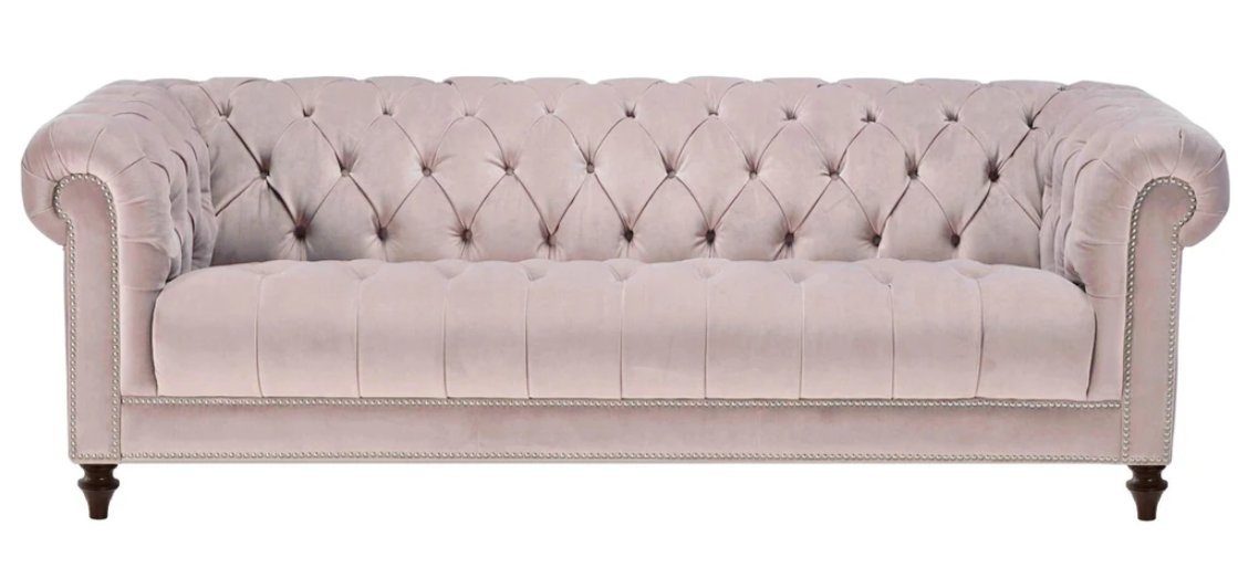 JVmoebel Chesterfield-Sofa Altrosa Chesterfield Dreisitzer Stoff Design Möbel, Made in Europe